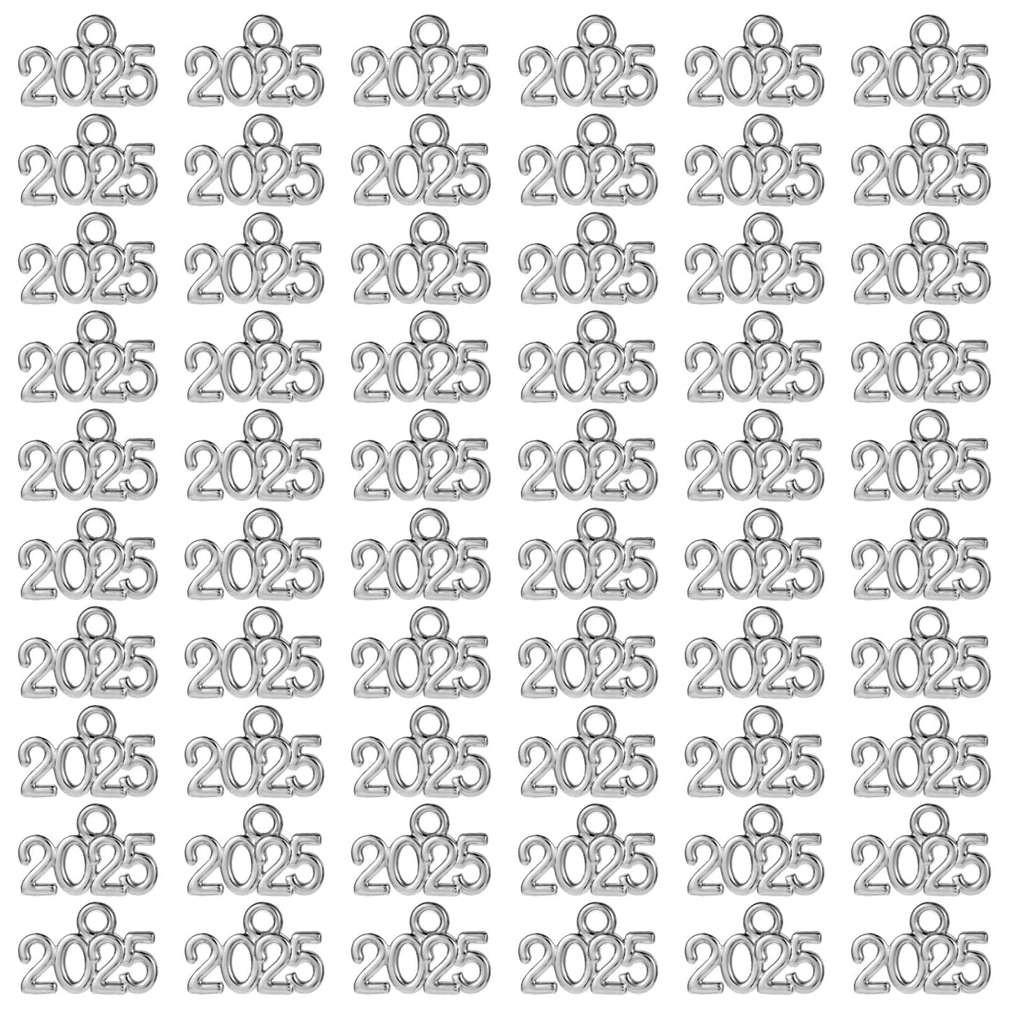 2025 Charms For Crafts 60 Pcs 2025 Graduation Tassel Charm 2025 Signet Charms For Jewelry Making Diy Necklace Bracelet Earrings Keychain Graduation Tassel Charm Supplies(Silver)