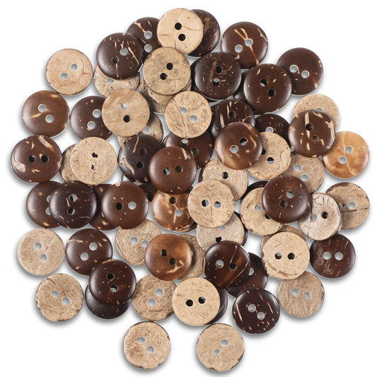 Xindojuz 100 PCS Natural Coconut Shell Buttons, Sewing Buttons Wooden Buttons for Crafts, 2 Hole Brown Coconut Buttons for Clothing Replacement Shirt Sewing Button Crochet Crafts Decoration (12.5mm)