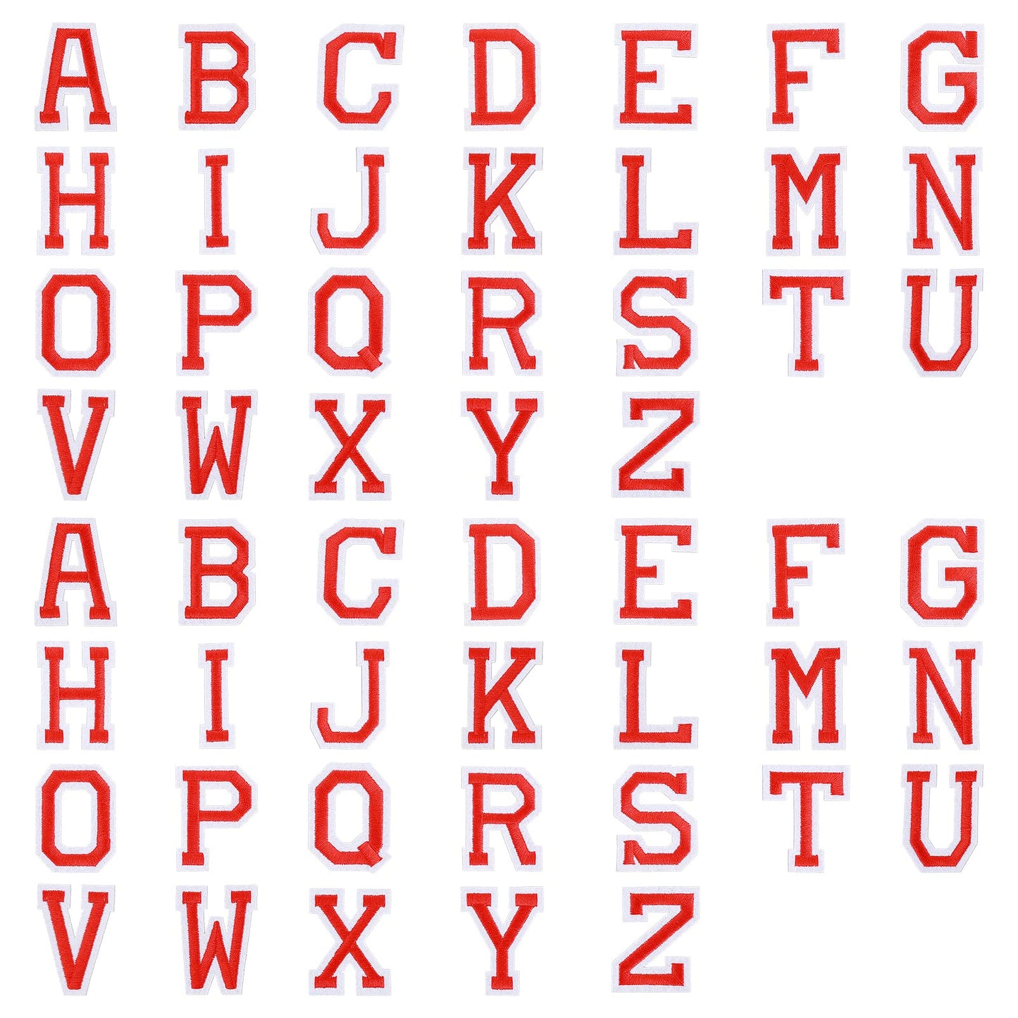 52 Pieces Iron On Letters Red Letter Patches Alphabet Embroidered Patch A-Z For Clothes Dress Hats Shoes Jeans Backpacks Handbags Jackets Diy Accessories