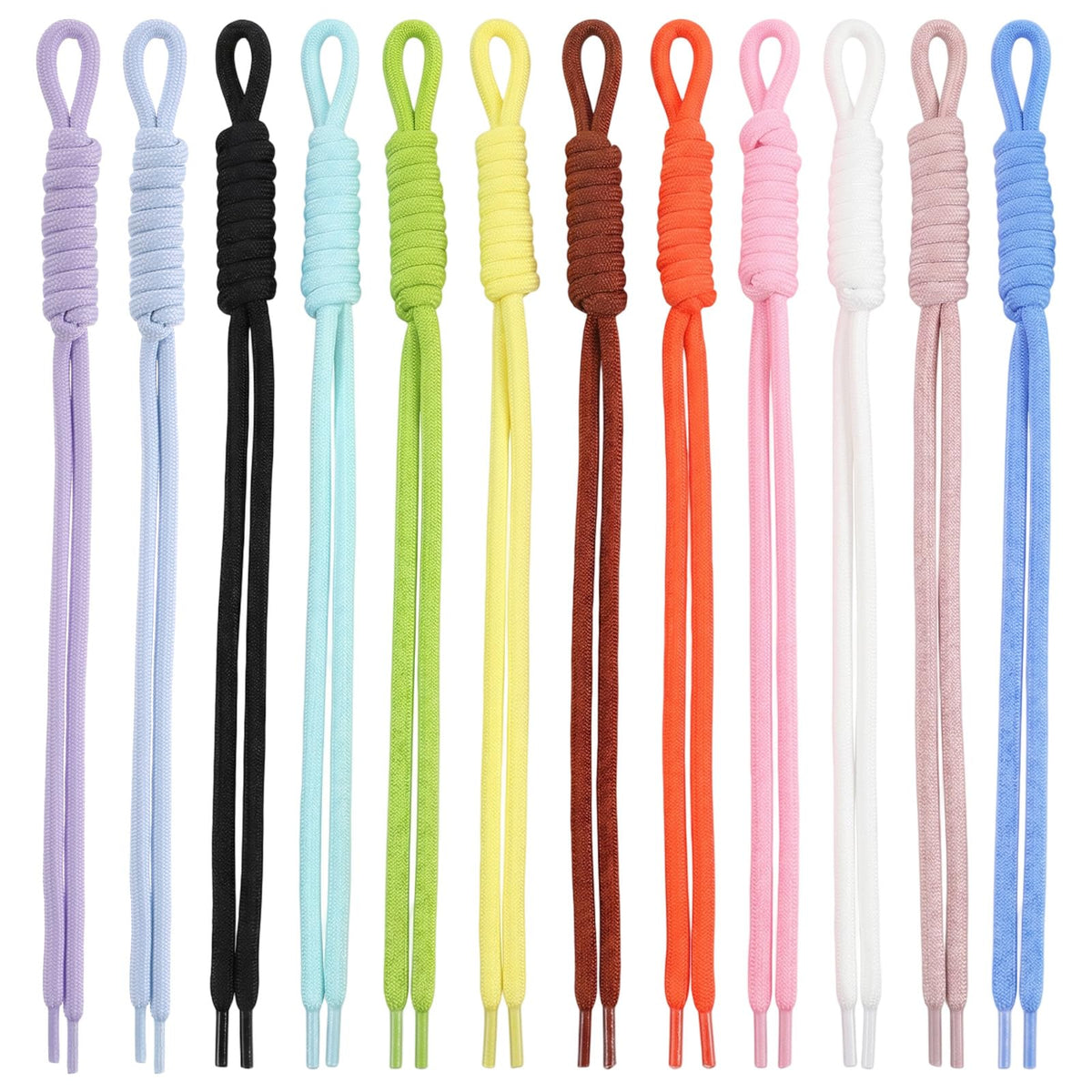 Matwsec 12 Pcs Paracord Rope Keychain, Colorful Braided Rope Bag Charms