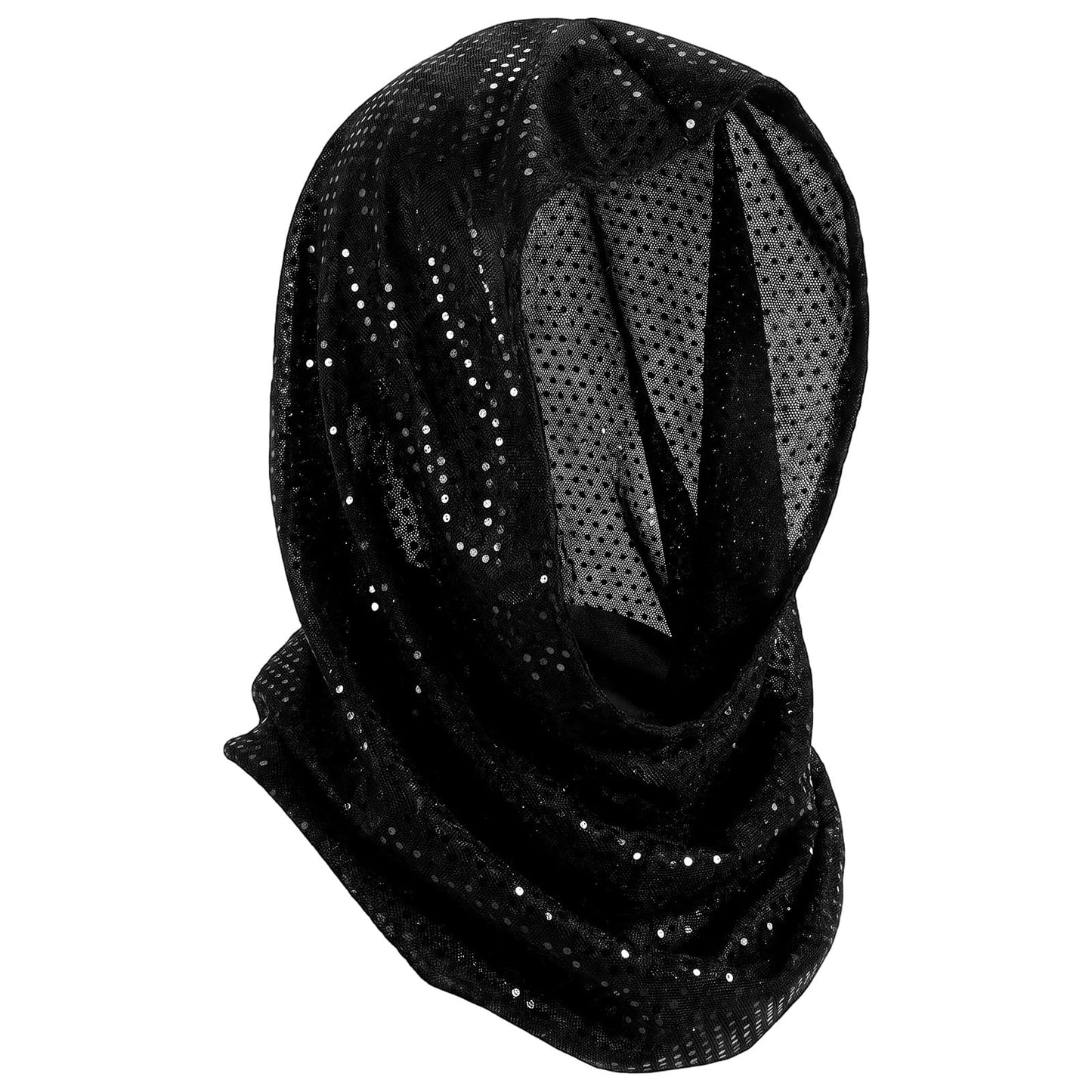 Sequin Unisex Rave Hood Rave Head Scarf Festival Outfit Raves Black