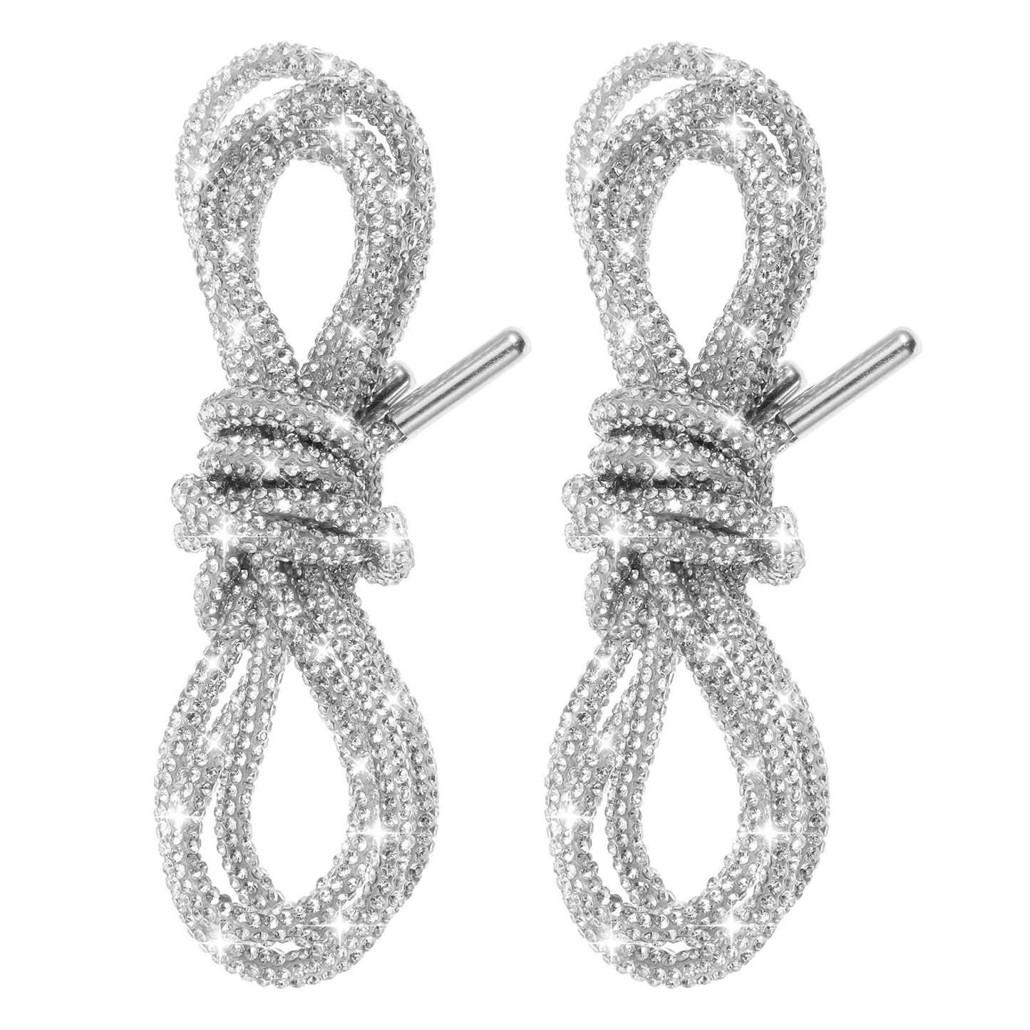2 Piece Rhinestone Shoe Laces, Crystal Bling Drawstring Cords, Glitter Shoe Laces for Sneakers, Hoodies, Sweatpants(white)