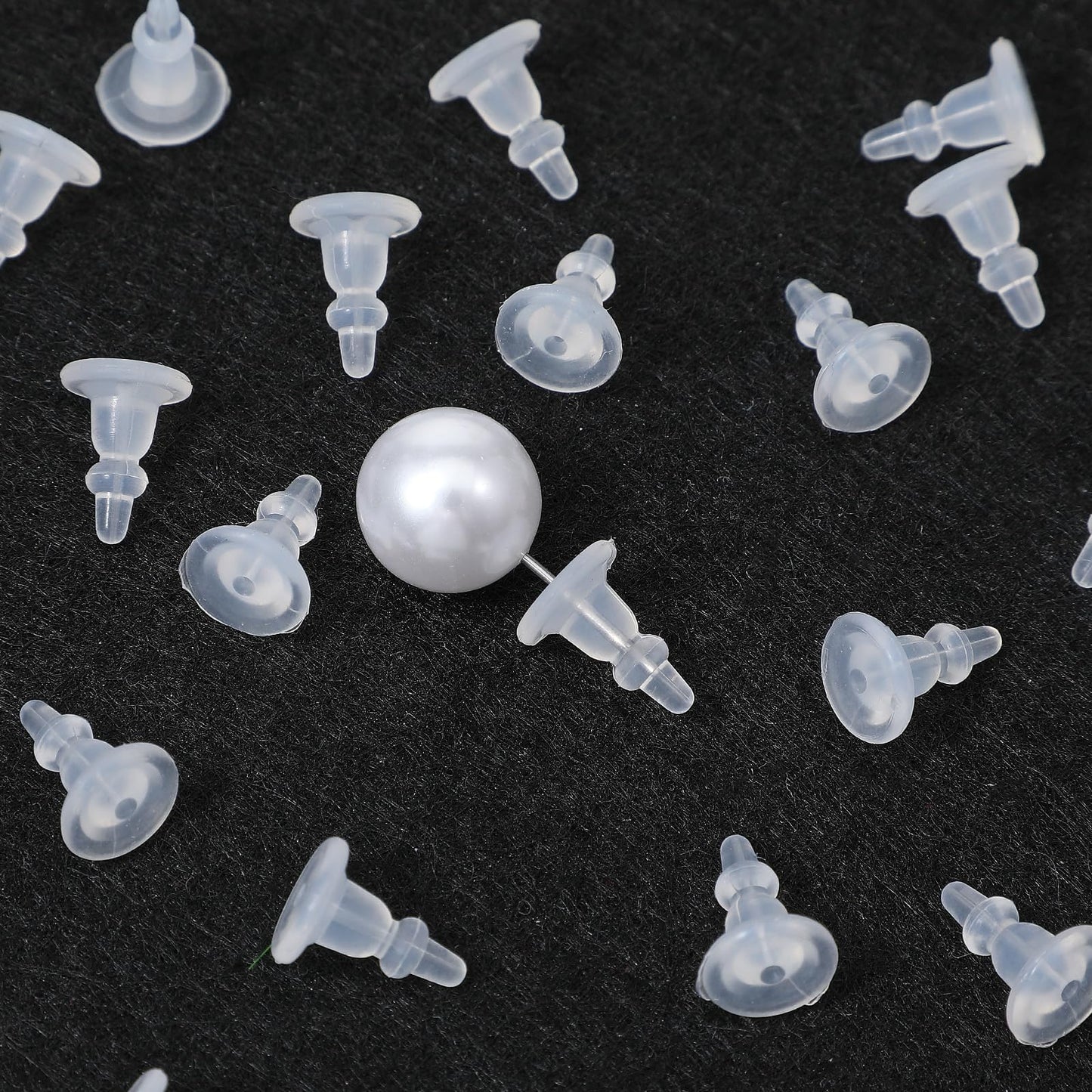 Mabor 50PCS Clear Silicone Earring Backs, Long Earring Backs Replacements for Studs & Posts, Low Allergenicity Rubber Earrings Stoppers