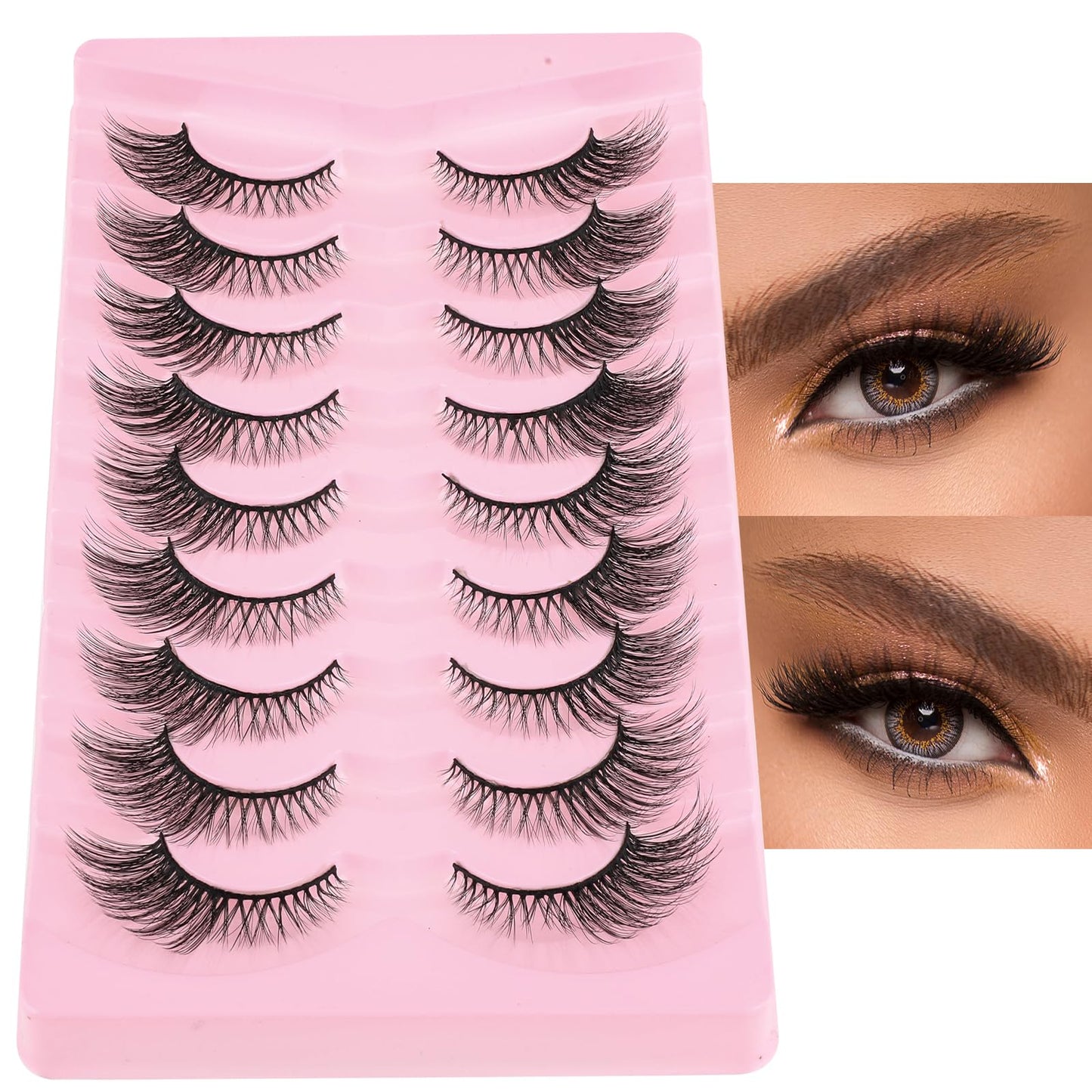 Ouligay 9 Pairs Cat Eye Eyelashes Wispy Fox Eye Lashes Natural Look False Eyelashes Cat Eye False Lashes Fluffy Fake Eyelashes