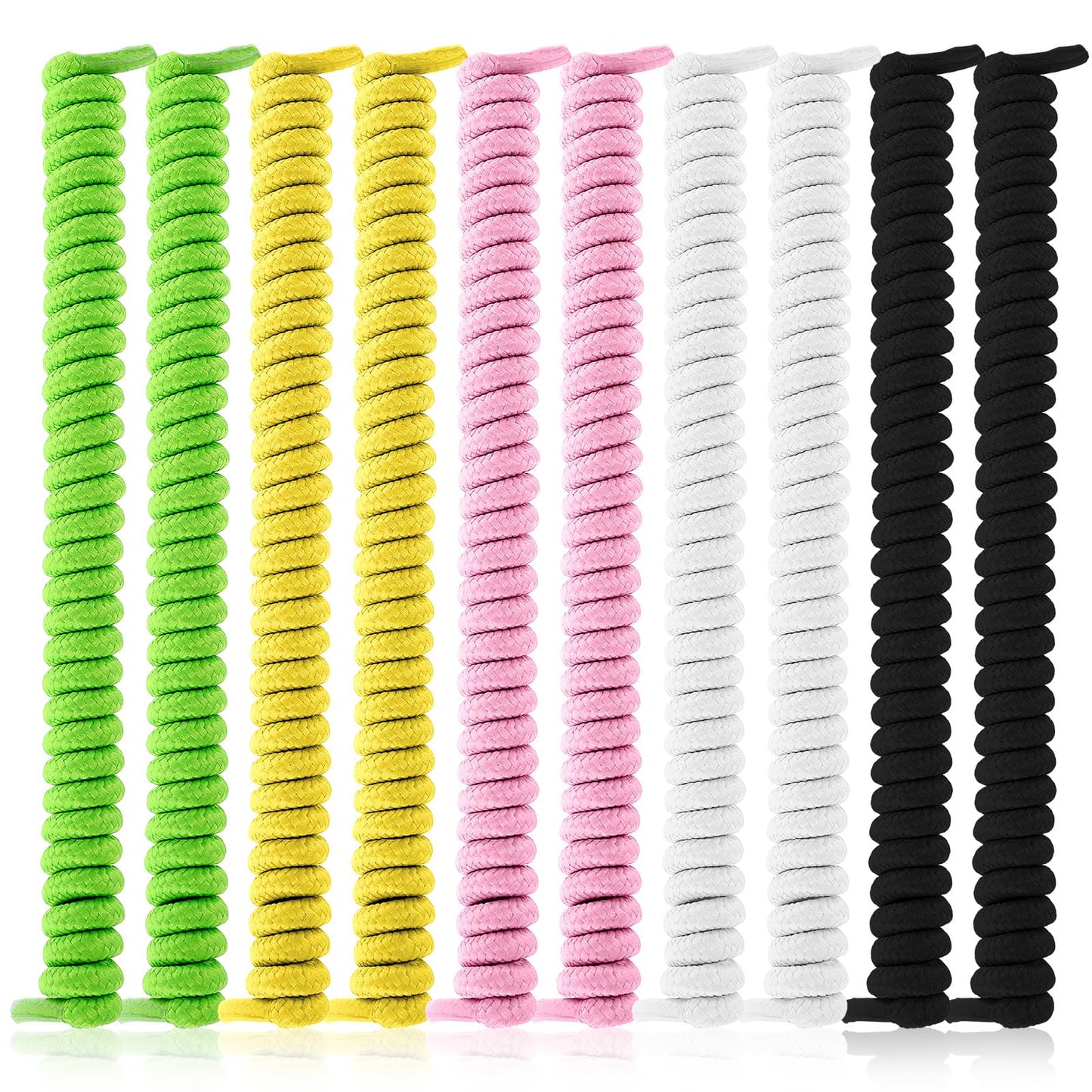 5 Pairs Elastic No Tie Shoe Laces Curly Tieless Shoelaces Anti-Fall Sports Flat No-Tie Shoelaces in Solid Color for Sneakers Adults Kids Children