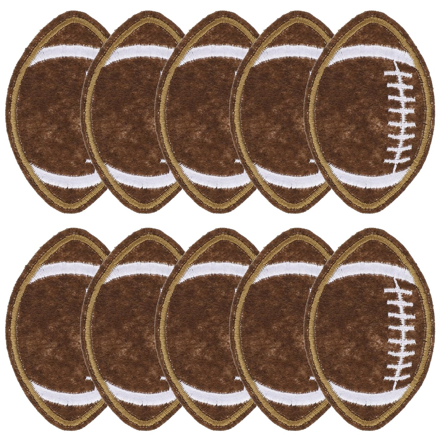 10 PCS Football Iron On Patches Football Patch Football Embroidered Patches Dark Brown Embroidered Applique Decoration Sewing Patches for Clothes Jeans Jacket Hat Dress DIY Accessories,2.2×1.4 Inch