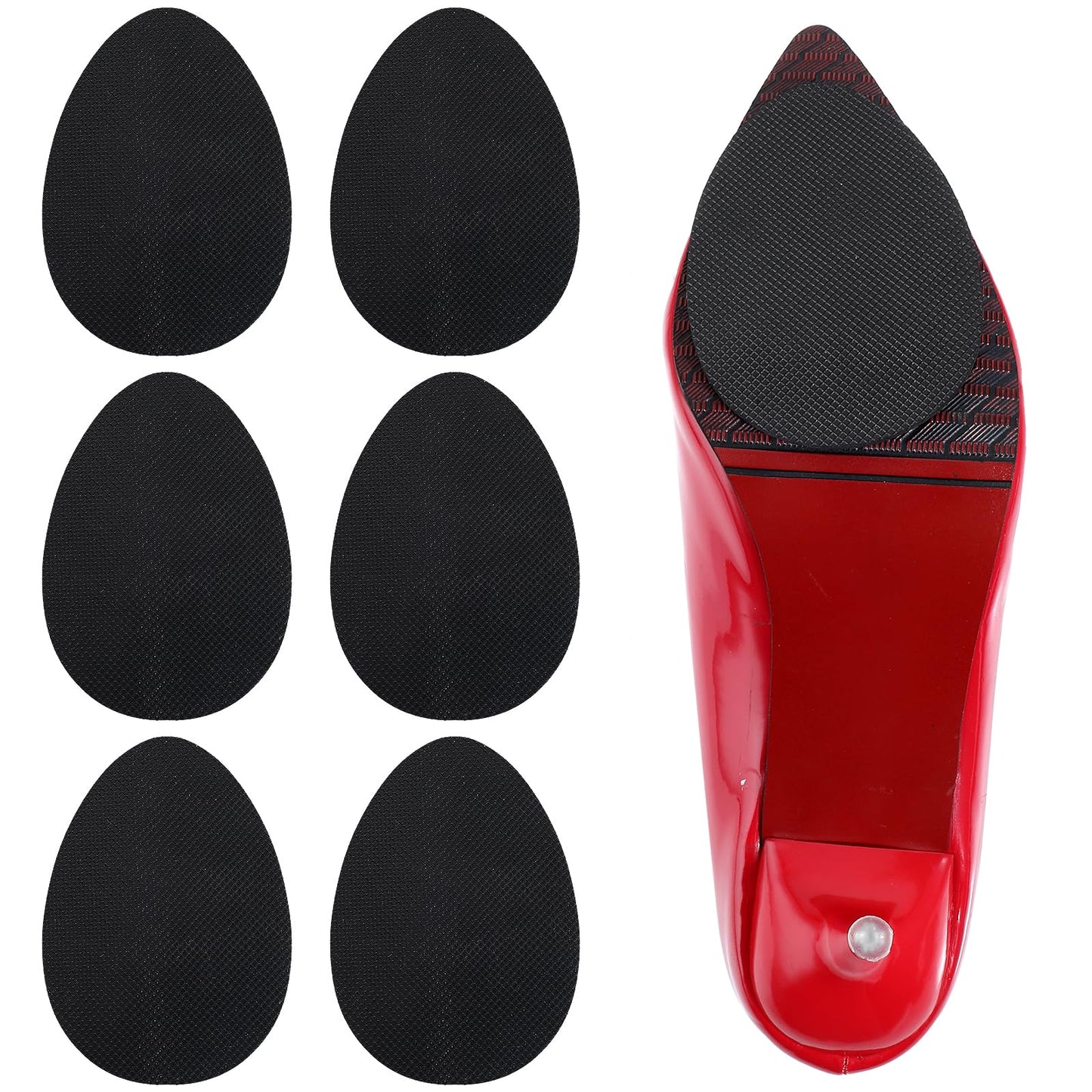 8PCS Non-Slip Shoe Sole Protector, Self-Adhesive Silicone Shoe Grips Anti Slip, Stick on Soles Noise Reduction Stickers, Rubber Soles for Shoe Repair High Heels, Shoe Boots(Black)