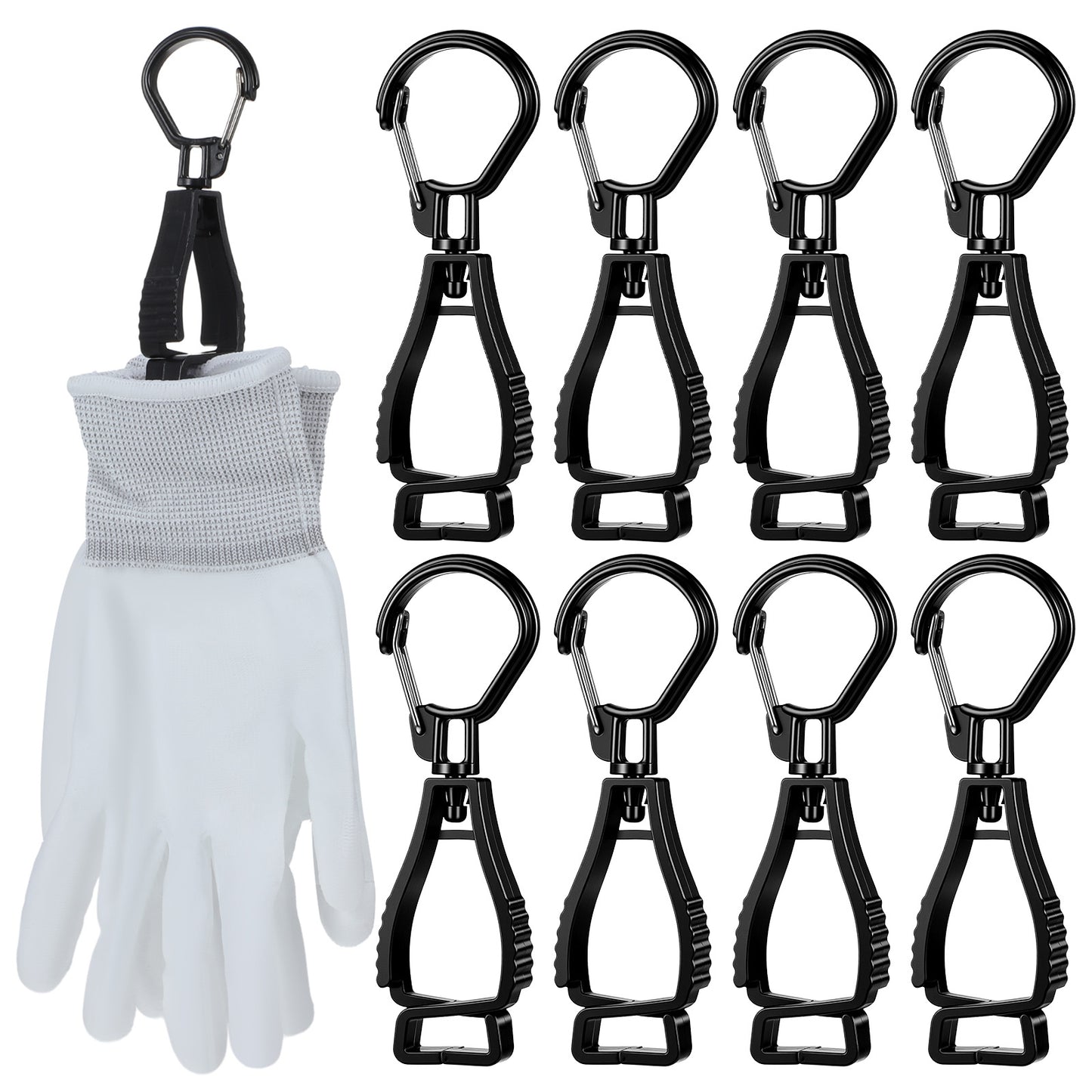 Mabor Glove Clips for Work Glove Holders, 8Pcs Gloves Holder Clips, Work Gloves Holder for Duty Belt, Belt Clip for Construction Worker Mitten Grabber, Black