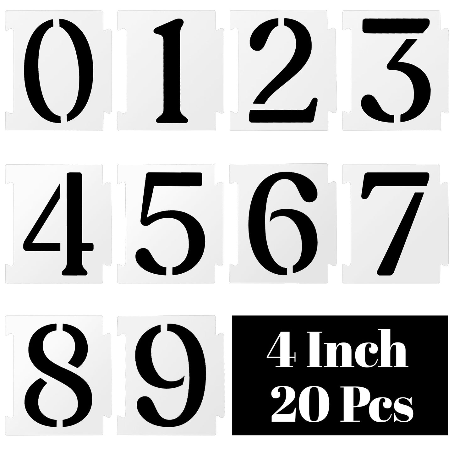Tyqour 20pcs Number Stencils 6 Inch Curb Stencil Kit for Address Painting, Reusable Number Spray Paint Stencils for Wood, Wall, Mailbox, Cakes, and Crafts, Custom for Spray Painting