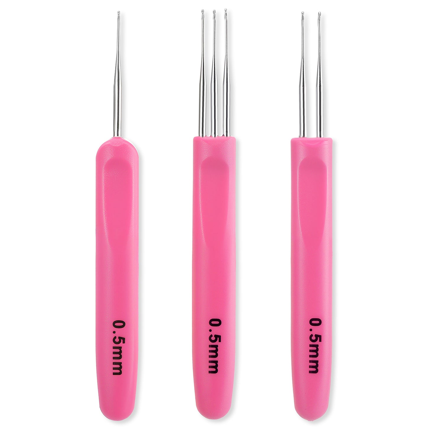 Mabor 3Pcs Dreadlock Crochet Hooks, Dreadlock Needle Tool for Craft, Crochet Hook for Hair Braid Tool with Ergonomic Handle 0.5mm 1&2&3 Hook