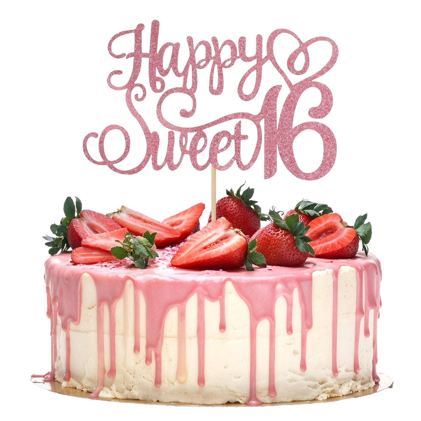 Nogeqi 1 Pcs Sweet 16 Cake Topper, Glitter Happy 16th Birthday Cake Topper For Happy 16th Birthday Anniversary Party Decorations Supplies