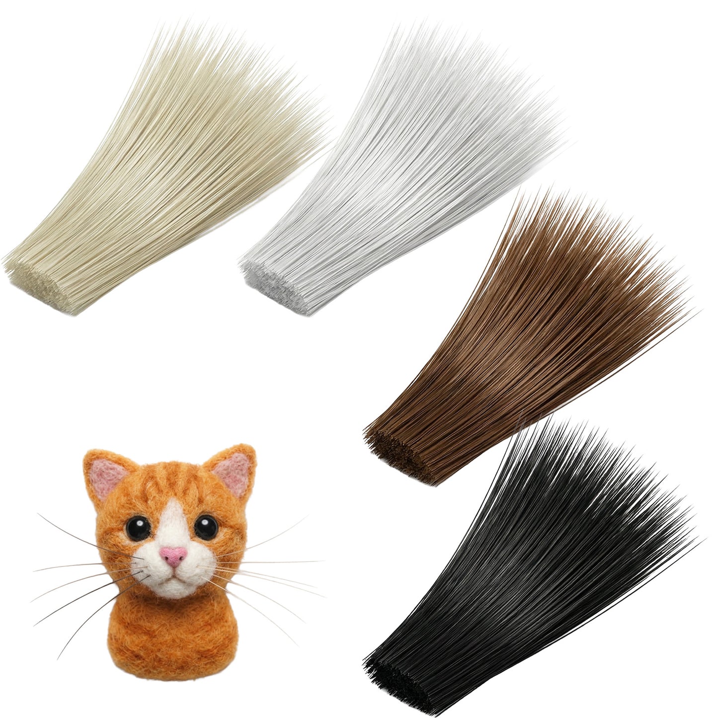 1200Pcs Simulated Animal Whiskers for Crafts 2.76in/7cm Craft Animal Whiskers for Muppet Cat Dog Rabbit Puppet Craft Supplies (Multicolor)