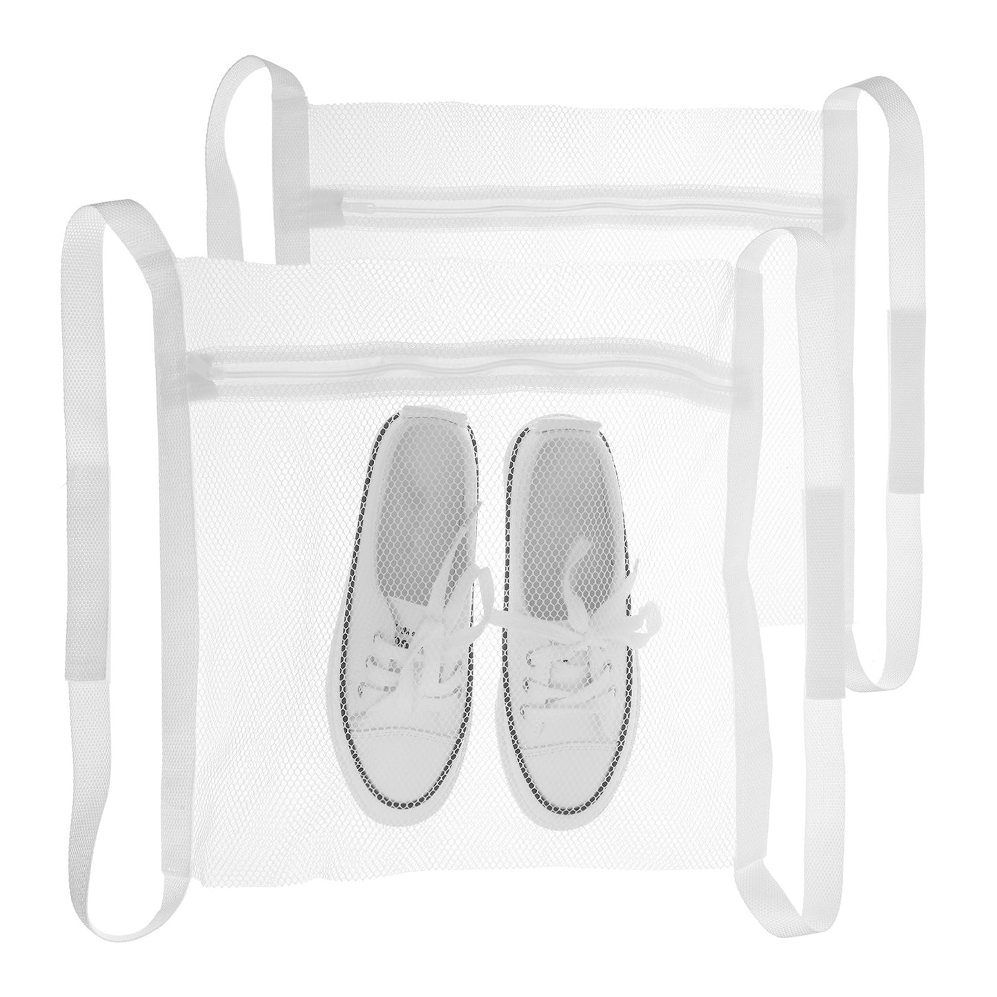 2 Pcs Mesh Laundry Bags, Laundry Bags for Washing Machine with Zipper and Strap for Shoes, Reusable Sneaker Dry Bag for Clothing Shoes Reusable Bag Tool Laundries Accessories 16.5 x 15 Inch