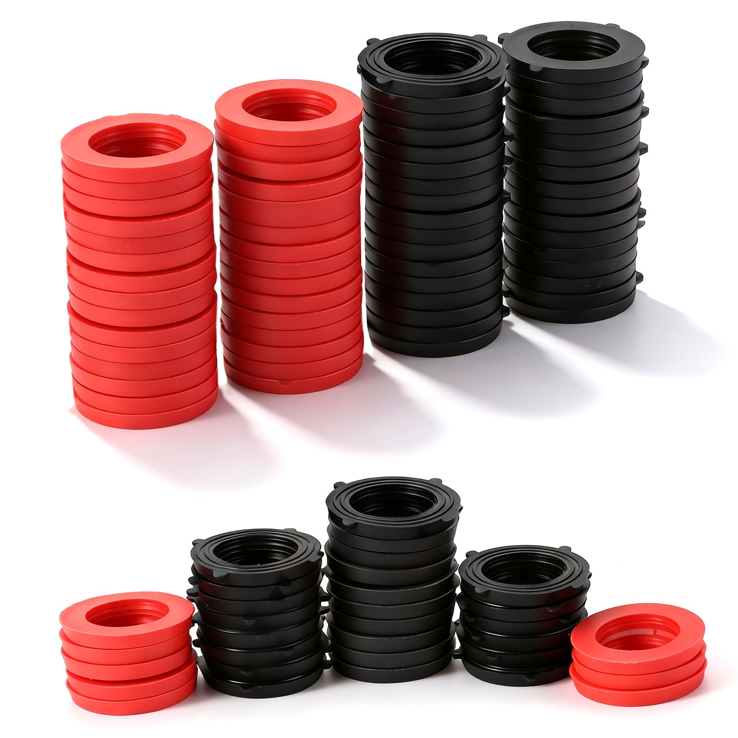 80 PCS Garden Hose Washers Gasket Rubber Seal, Fits All Standard 3/4 Inch Garden Shower Hose, Silicone Outdoor Hoses Fittings with Heavy Duty Red Black Self Locking Tabs for Nozzle Sprayer Connector