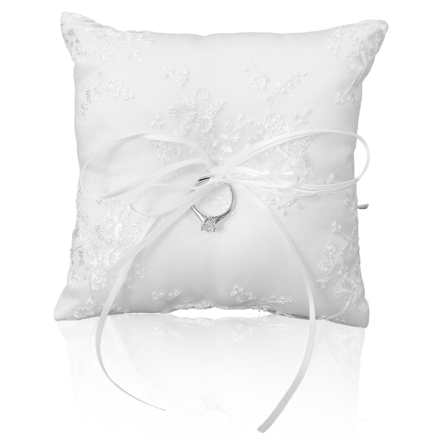 Nogeqi Ring Bearer Pillow, Lace Ring Pillow for Ring Bearer, Wedding Ring Pillows with Bowknot for Ceremony Wedding Party Anniversary