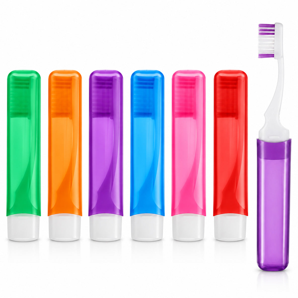Shimmeroo 6PCS Travel Toothbrush Set,Portable Size Folding Toothbrush