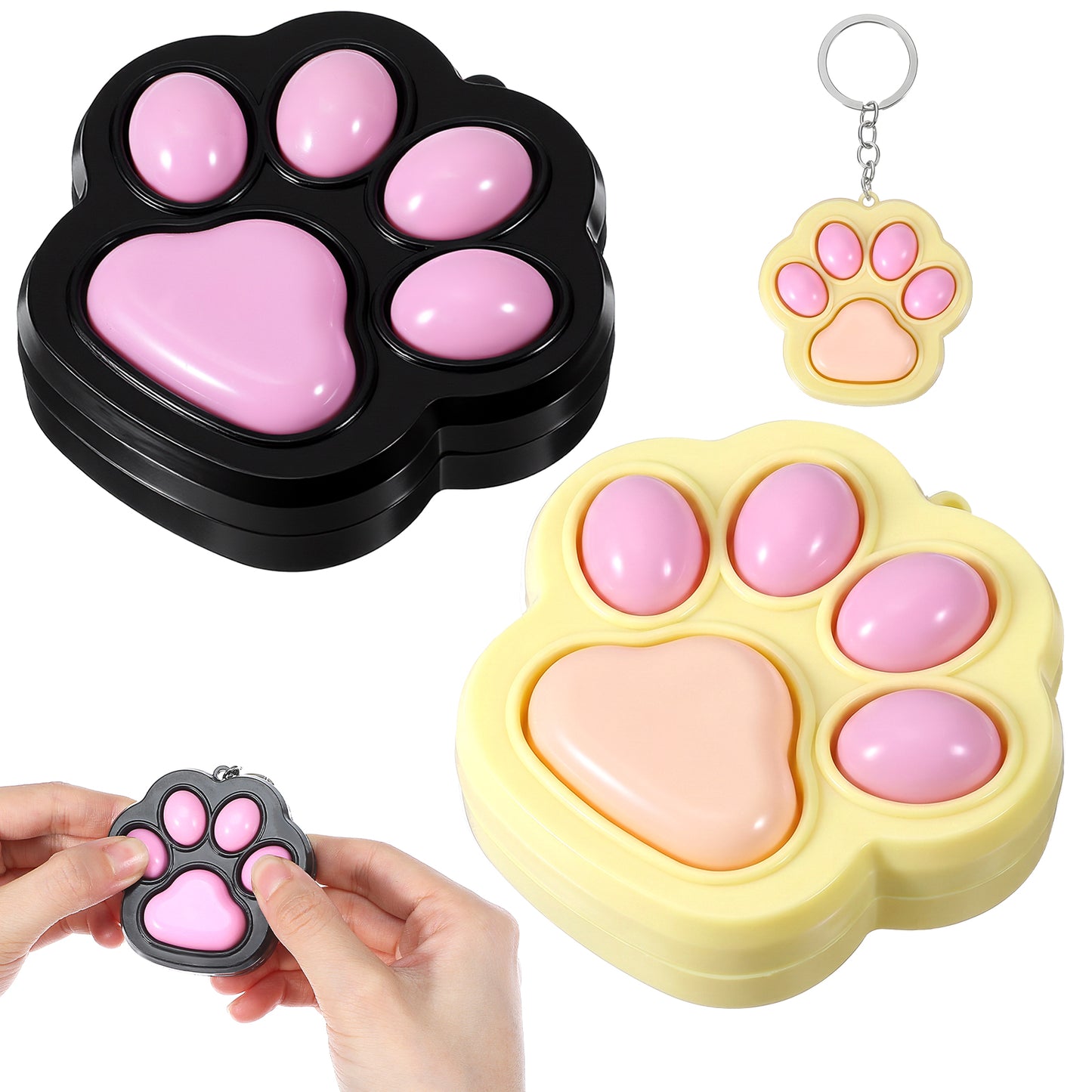 Matwsec 2 Pcs Cat Paw Clicker Fidget Toys, Cute Fidget Keychain