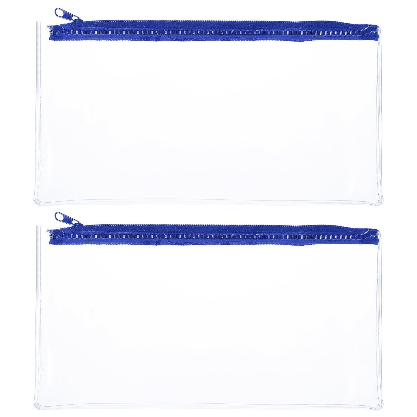 Ymapinc 2Pcs Clear Plastic Pencil Pouch with Zipper, Transparent Waterproof Plastic Pencil Case for Cosmetic Office Worker Currency Exam Small Pen Case