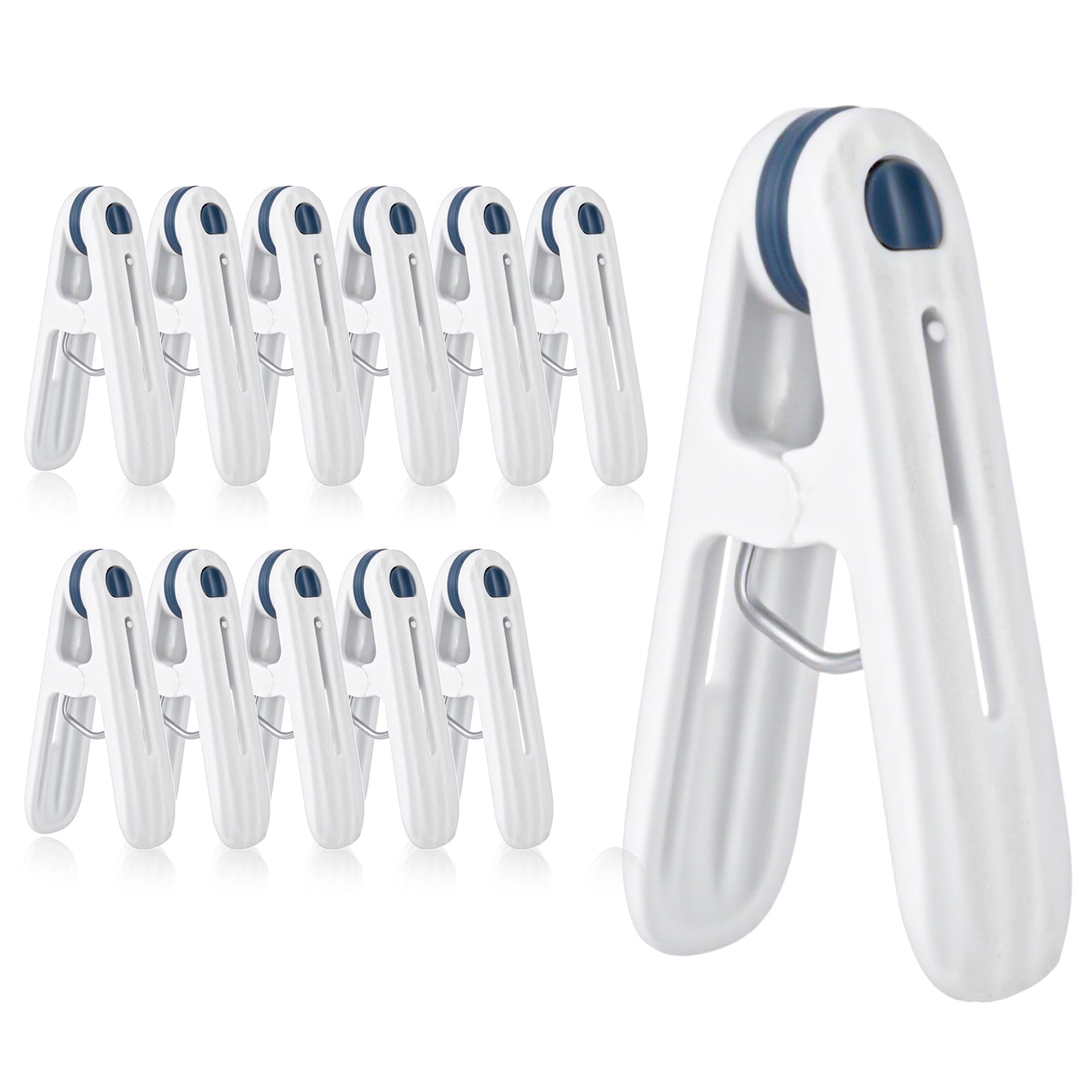 Tyqour 12pcs Small Clothes Pins, Plastic Clothespins Clothing Pins, Laundry Clips Deep Blue Towel Clips