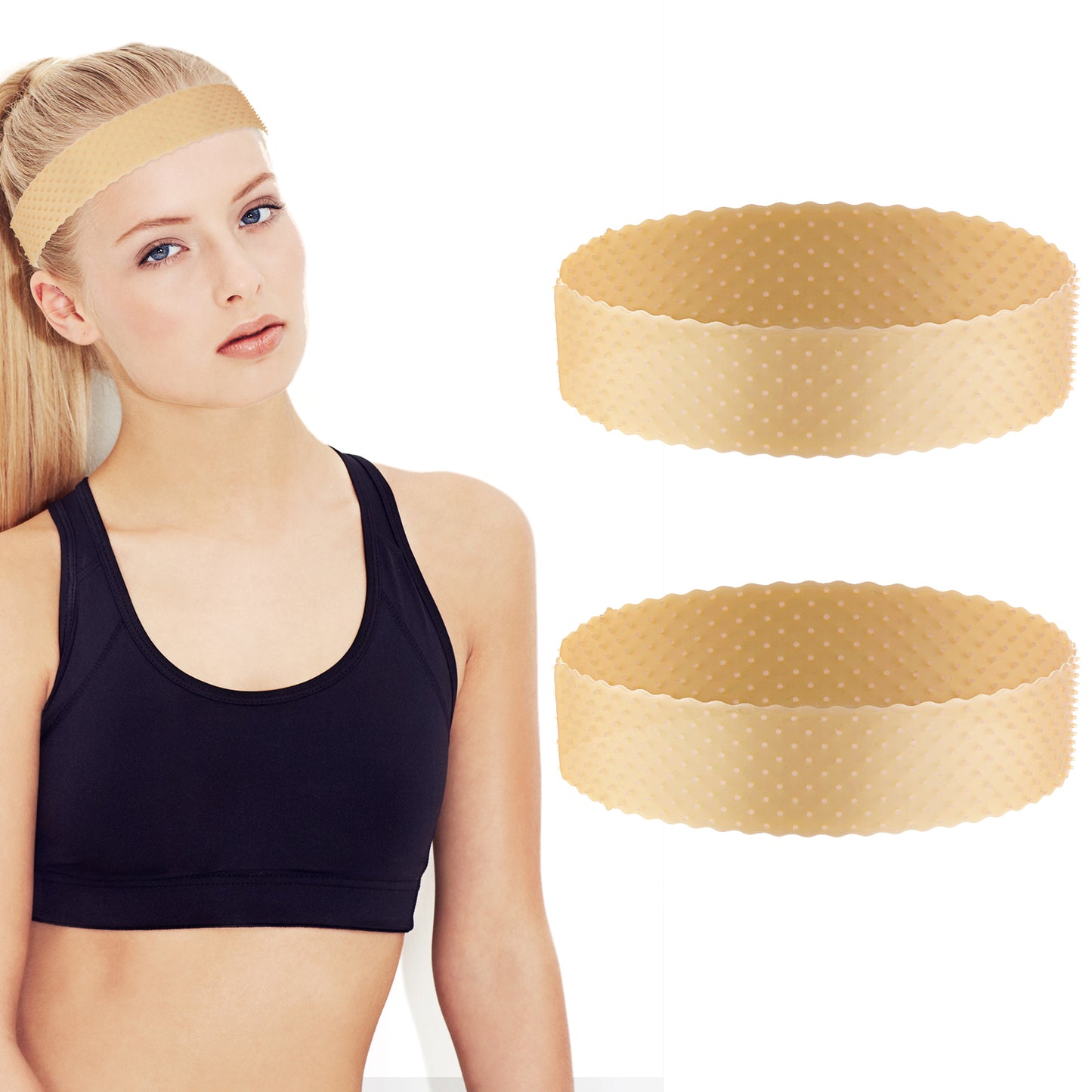 2 Pcs Silicone Wig Grip Band No Slip Wig Grip Headband Elastic Sweat-Proof and Fixed Wigs Fixed Non-Slip Wigs Bands for Men and Women Gripper Holder for Sports Yoga, Skin Color