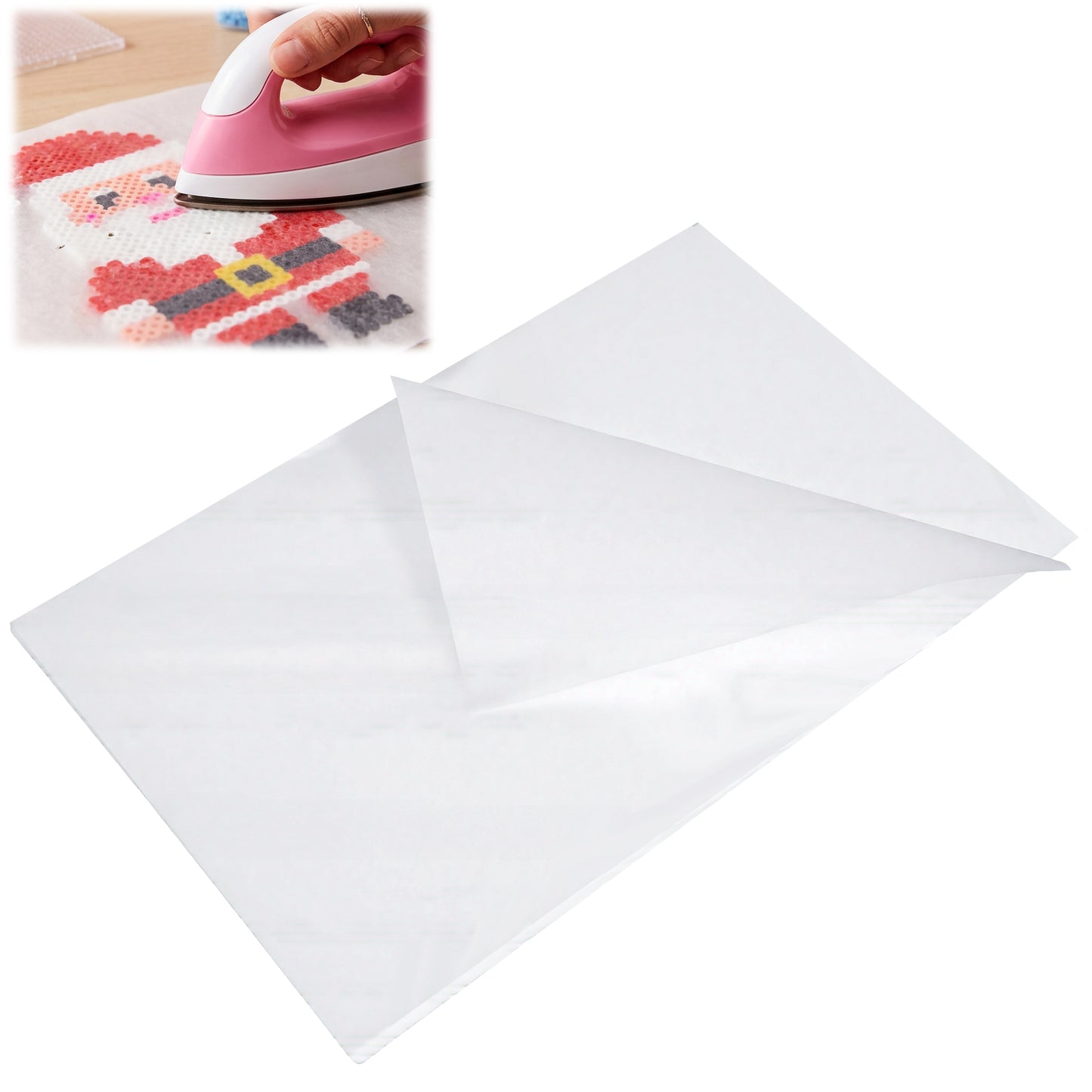 50Pcs Fuse Beads Iron Paper 11.81 x 7.87 inch Square Fuse Bead Iron Paper, Clear Thermostability Ironing Papers for Beads Craft 30x20cm
