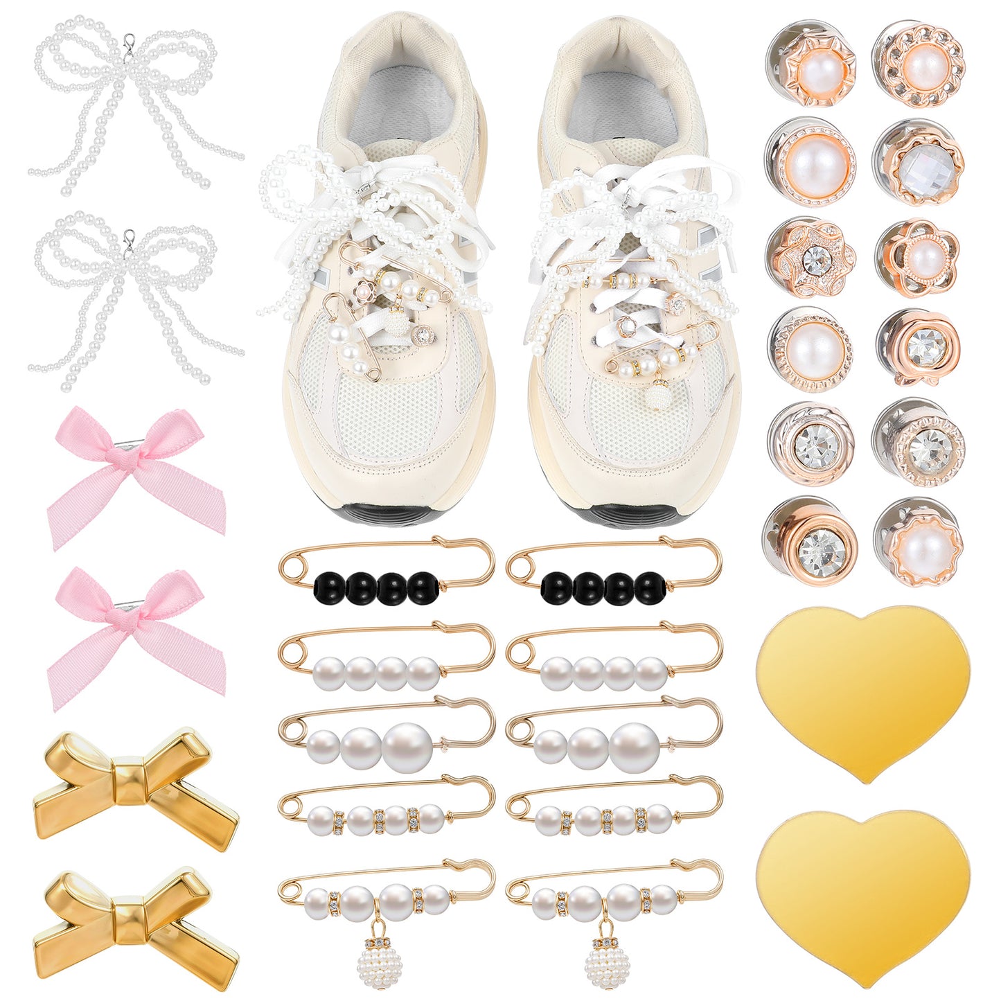 30 Pcs Shoe Charms Sneaker Charms Shoe, Jewelry & Watch Accessories Shoe Lace Charms Pearl Shoe Lace Charms Jewelry Junk Socks Charms Pins Stylish Shoe Decoration Charms For Clothes, Hats Decoratin
