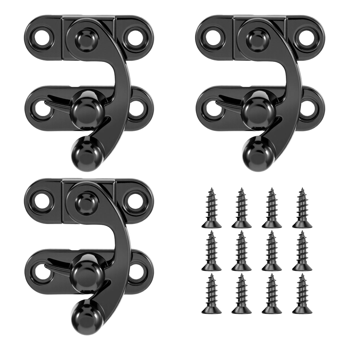 3 Pcs Antique Black Hook Hasp Latch Set Zinc Alloy Construction Black Padlock Hasp Hook Lock for Jewelry Box, Cabinet, Toolbox, Suitcase