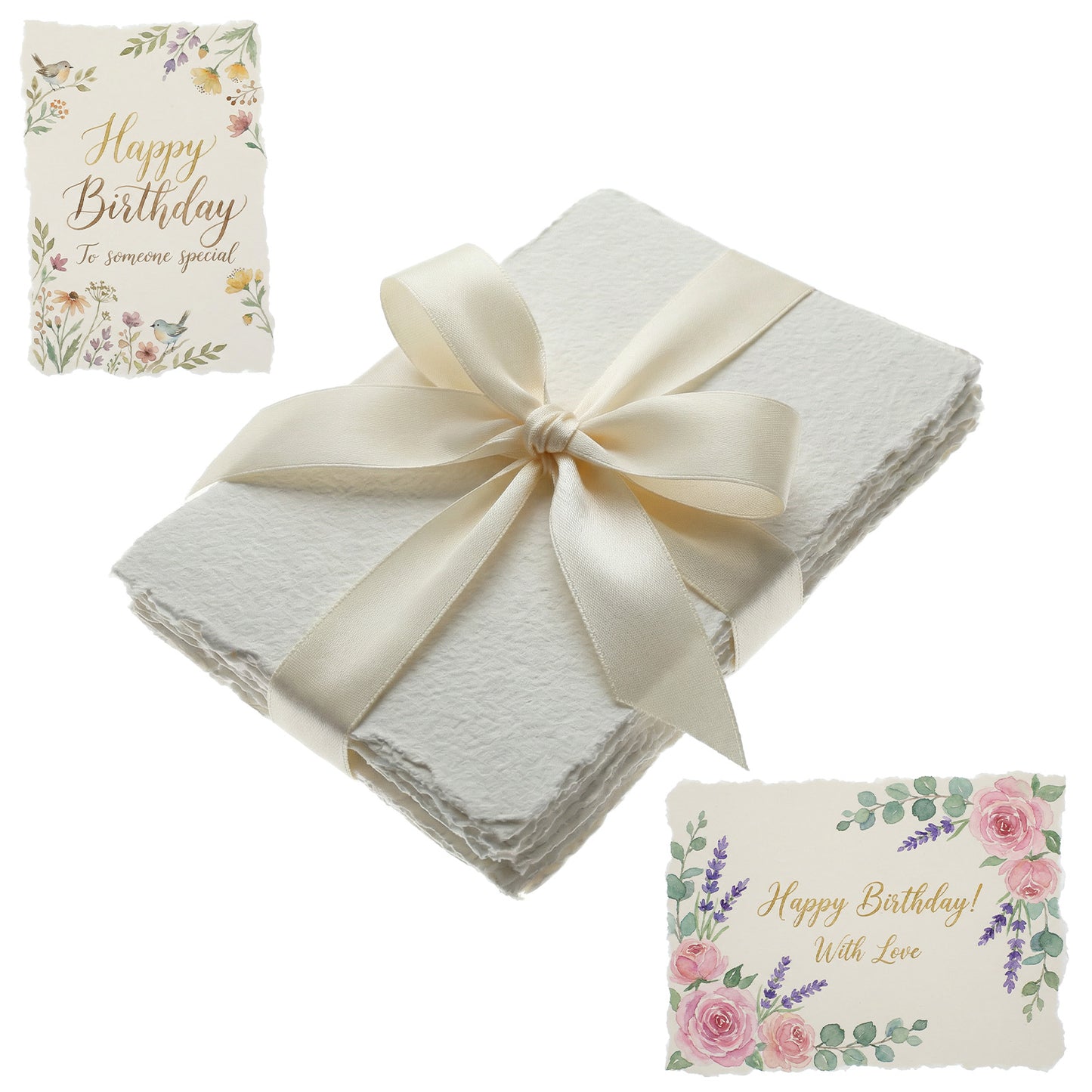 Rahhlizs 30 Pcs Deckled Edge Paper, 160 GSM Handmade Paper for Wedding Invitation Card, 4x6 Inch Watercolor Papers Rough Textured Papers for Painting Calligraphy Greeting Cards Crafts