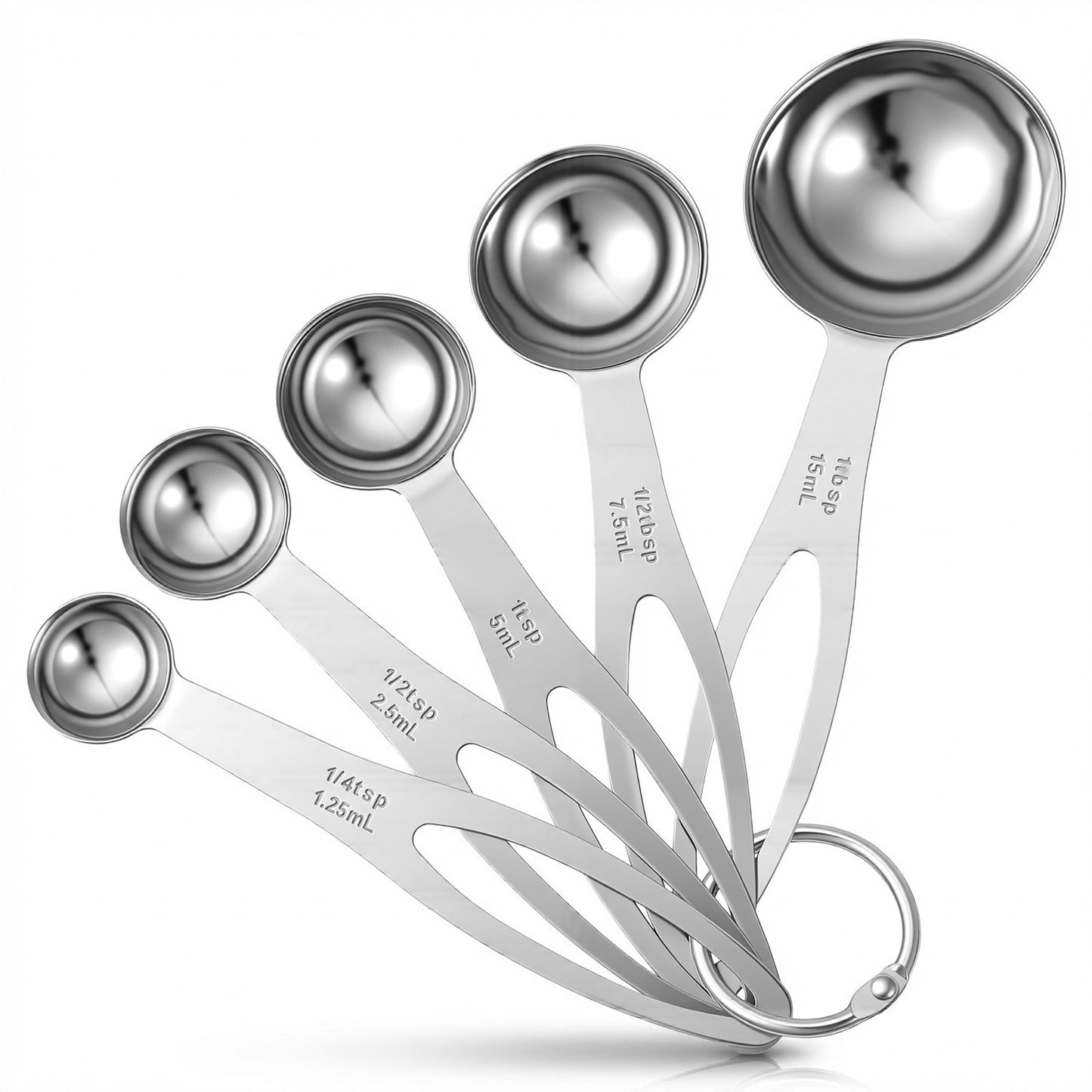 5PCS Stainless Steel Measuring Spoons Set 1/4 TSP, 1/2 TSP, 1 TSP, 1/2 Tbsp, 1 Tbsp Table Spoons Measuring Spoon Measure Spoons Kitchen Gadgets for Cooking & Baking