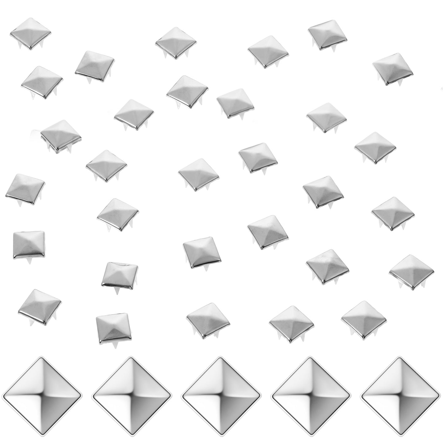 200 Pcs 10mm Silver Metal Studs,Ymapinc Pyramid & Square Studs for Clothing, Leather Stud, Crafts, Punk Spikes, DIY Stud Kit,Spikes for Crafts