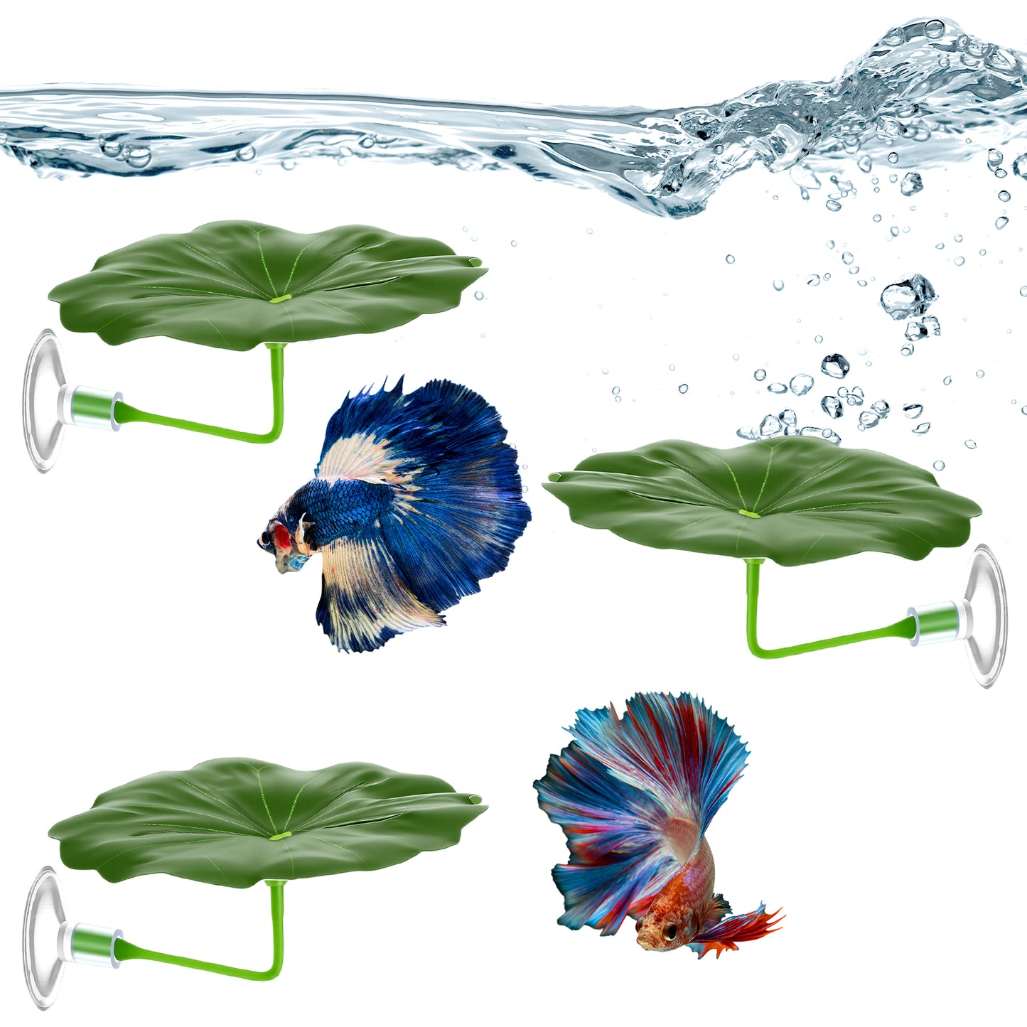 Nogeqi 3 Pcs Betta Leaf Hammock, Soft Aquarium Decor Plastic Plants Betta Fish Hammock with Suction Cup, Fish Tank Decoration for Sleeping Resting Hiding Playing