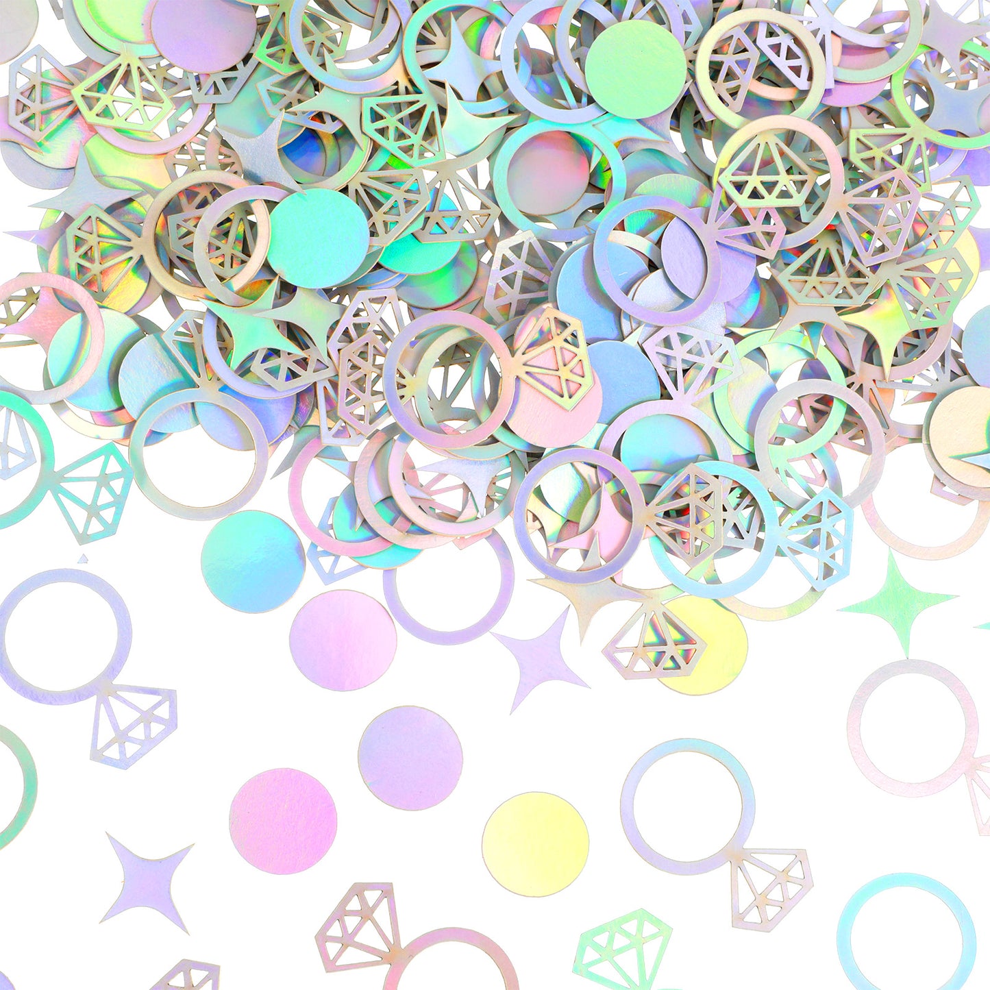 Tyqour 300Pcs Bachelorette Confetti Glitter Silver Engagement Confetti Wedding Shower Table Decorations, Wedding Table Confettis for Bridal Bridal Shower Bachelorette Engagement Party Decorations