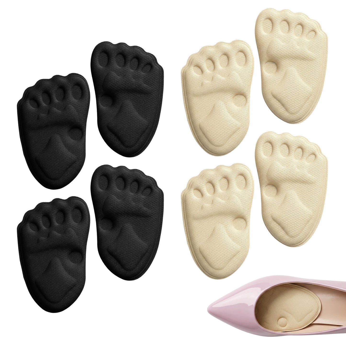 Shimmeroo 4 Pairs Ball of Foot Cushions, Non Slip Heel Pads for Shoes, Anti Slip Liners & Grips for Women High Heels