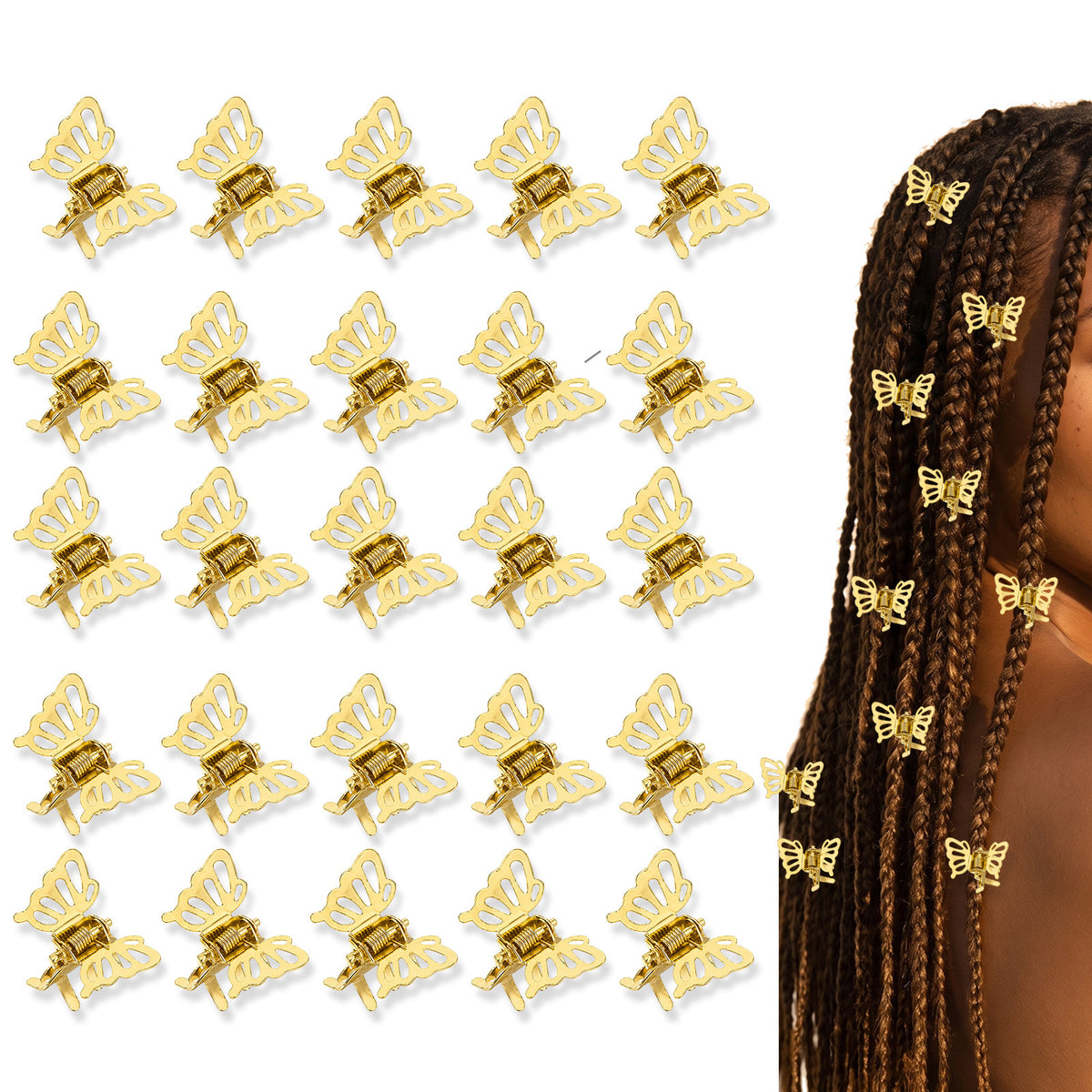 Matwsec 30 PCS Gold Butterfly Hair Clips Mini Metal Butterfly Claw Clip