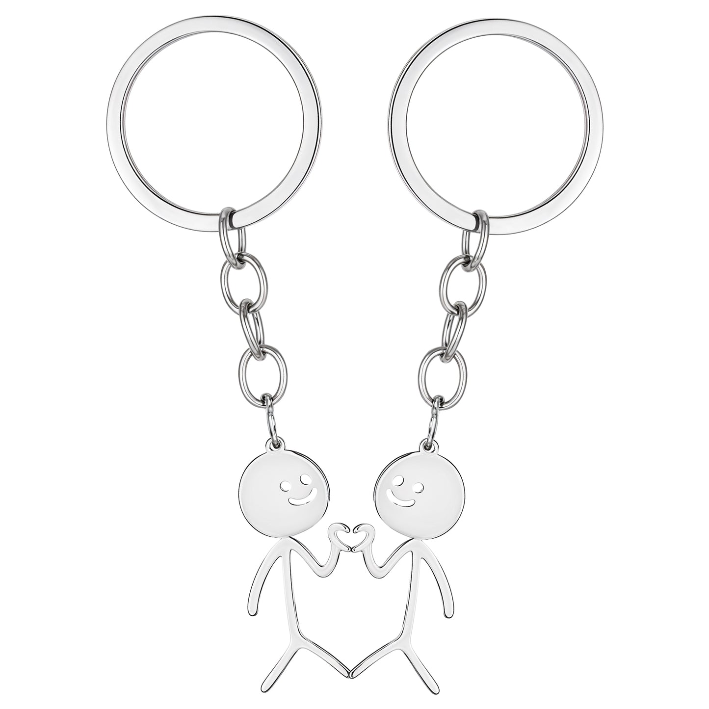 Ymapinc 2Pcs Funny Finger Heart Keychains, Couples Matching Key chain for Men Women Best Friend Doodle Key chains (Stainless Steel Sliver)
