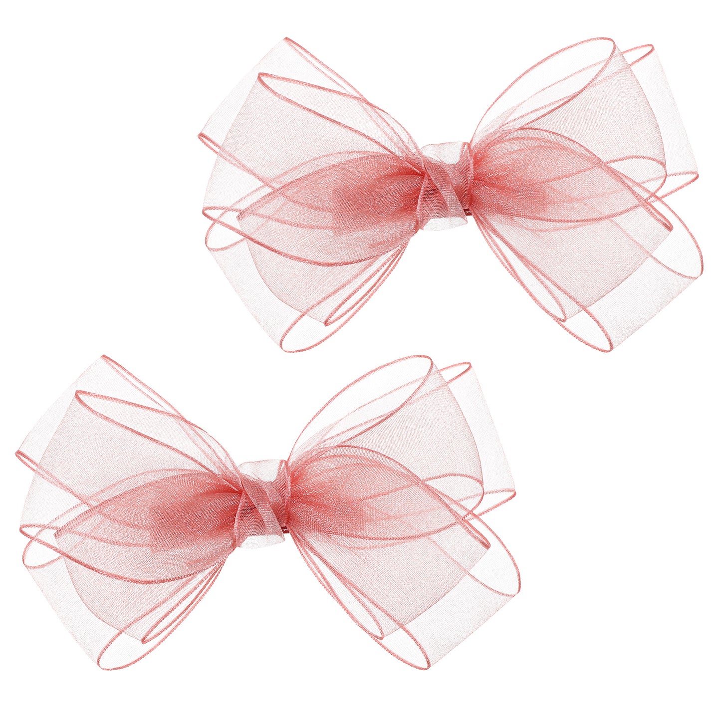 2Pcs Pink Hair Bow 5.71in Mesh Pink Bows Hair Clip Tulle Bows Barrettes Hairs Accessories for Girls Women Kids Birthday Party Holiday Gift Dress Outfit Decor