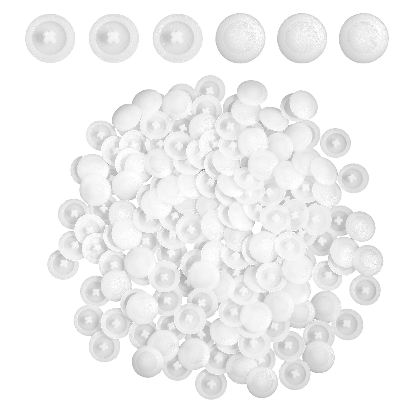 Nogeqi 150 Pcs White Screw Covers Caps, Plastic Self-Tapping Screw Caps fit 6-10 Gauge, Hard & Durable, Round Screws Head Covers for Furniture Fittings
