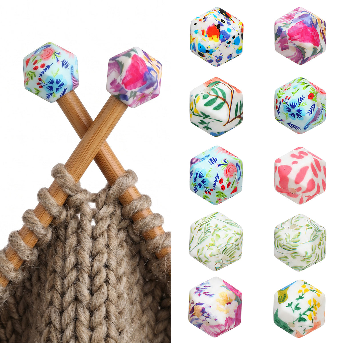 Mabor 10Pcs Knitting Needle Stoppers, Knitting Needle Point Protectors