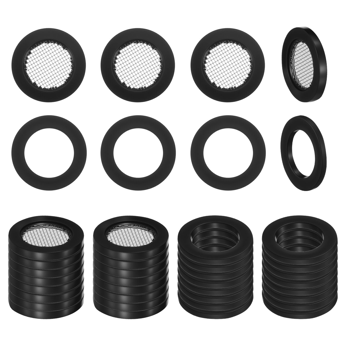40 Pcs Shower Head Filter Gasket, 3/4" Universal Rubber Washers & Stainless Steel Mesh, 20 Rubber Washers Plumbing and 20 O-Ring Stainless Steel Water Hose Gasket for Faucet Hose Seal Ring Connection