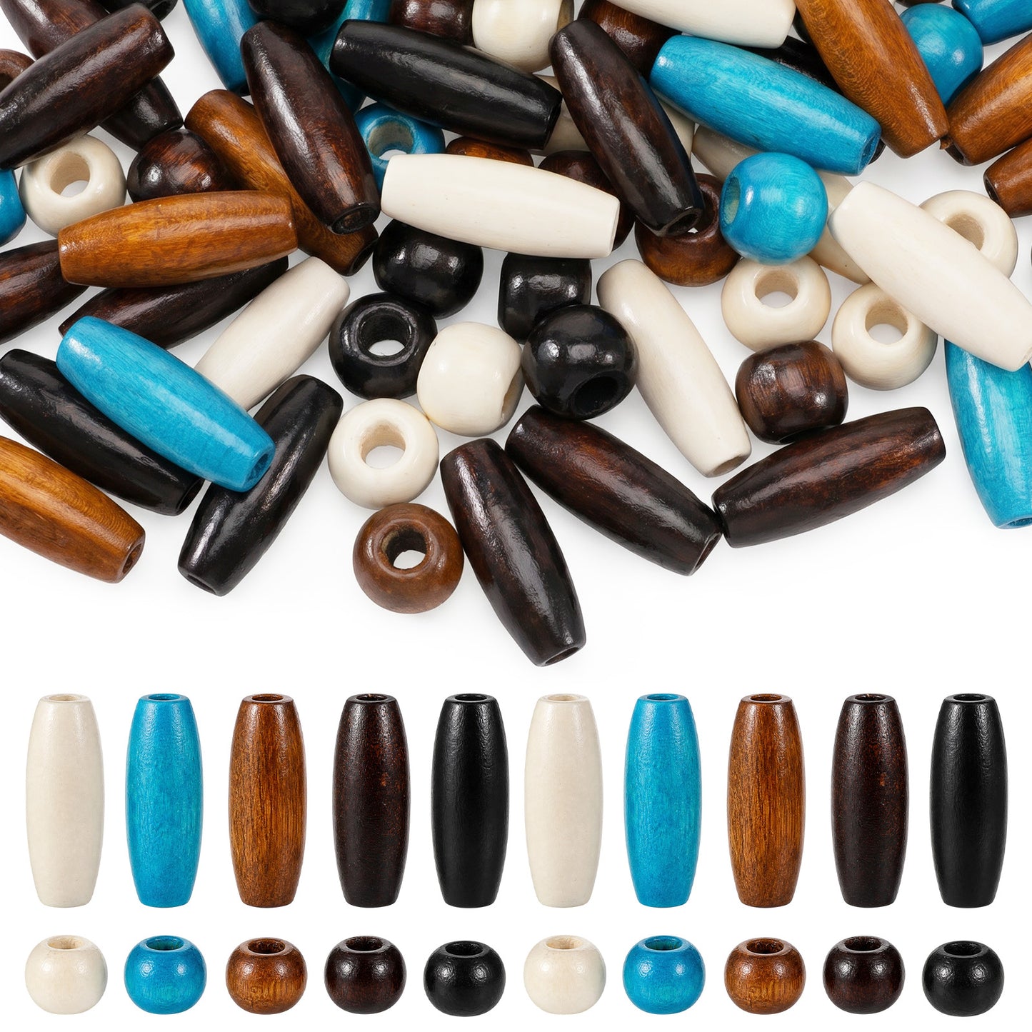 Nogeqi 100PCS Wooden Beads for Crafts, Wood Beads for Hair