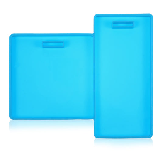 Ymapinc Silicone Badge Reel Molds for Resin, Badge Buddy and Reel Mold Kit, Epoxy Resin DIY Badge Reel Set, Square and Rectangular Shapes, Blue, 1 Piece