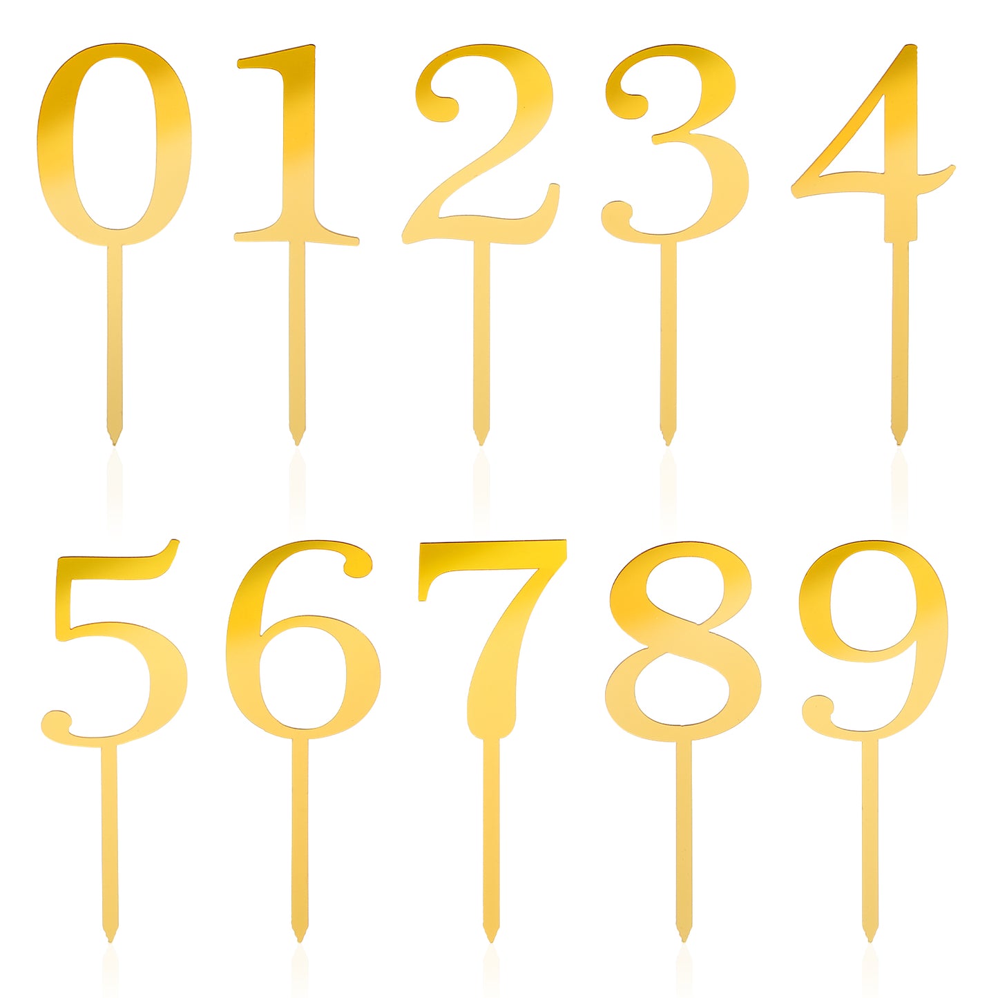Ymapinc 10 Pcs Acrylic Numbers For Cake 0-9 Numbers Cake Topper Acrylic Cake Numbers Topper Gold Acrylic Happy Birthday Cake Toppers Christmas Wedding Party Anniversary DIY Supplies Set