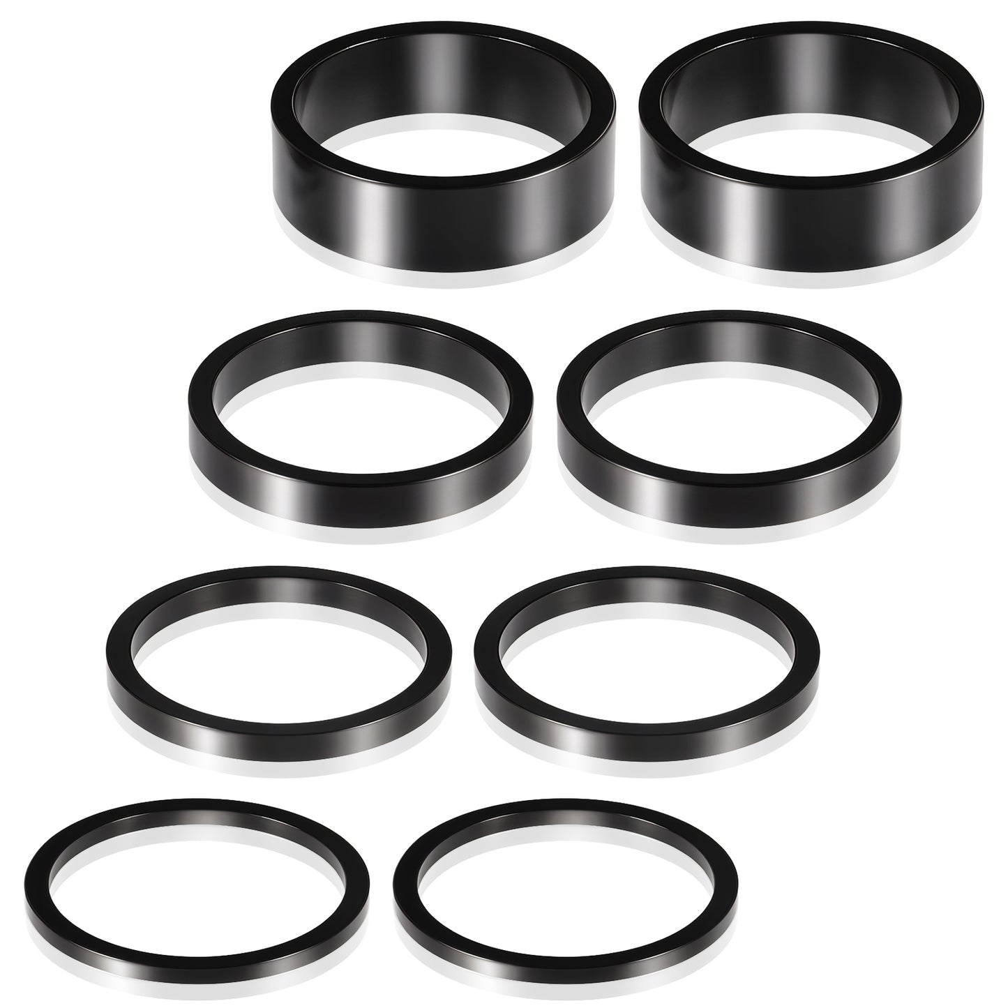 Bremorou 8 PCS Bicycle Headset Spacer Set 4 Sizes Aluminium Alloy Bike Stem Headset Spacers Fork Washer Fit for 1 1/8-Inch Stem 2/3/5/10 mm (Black)