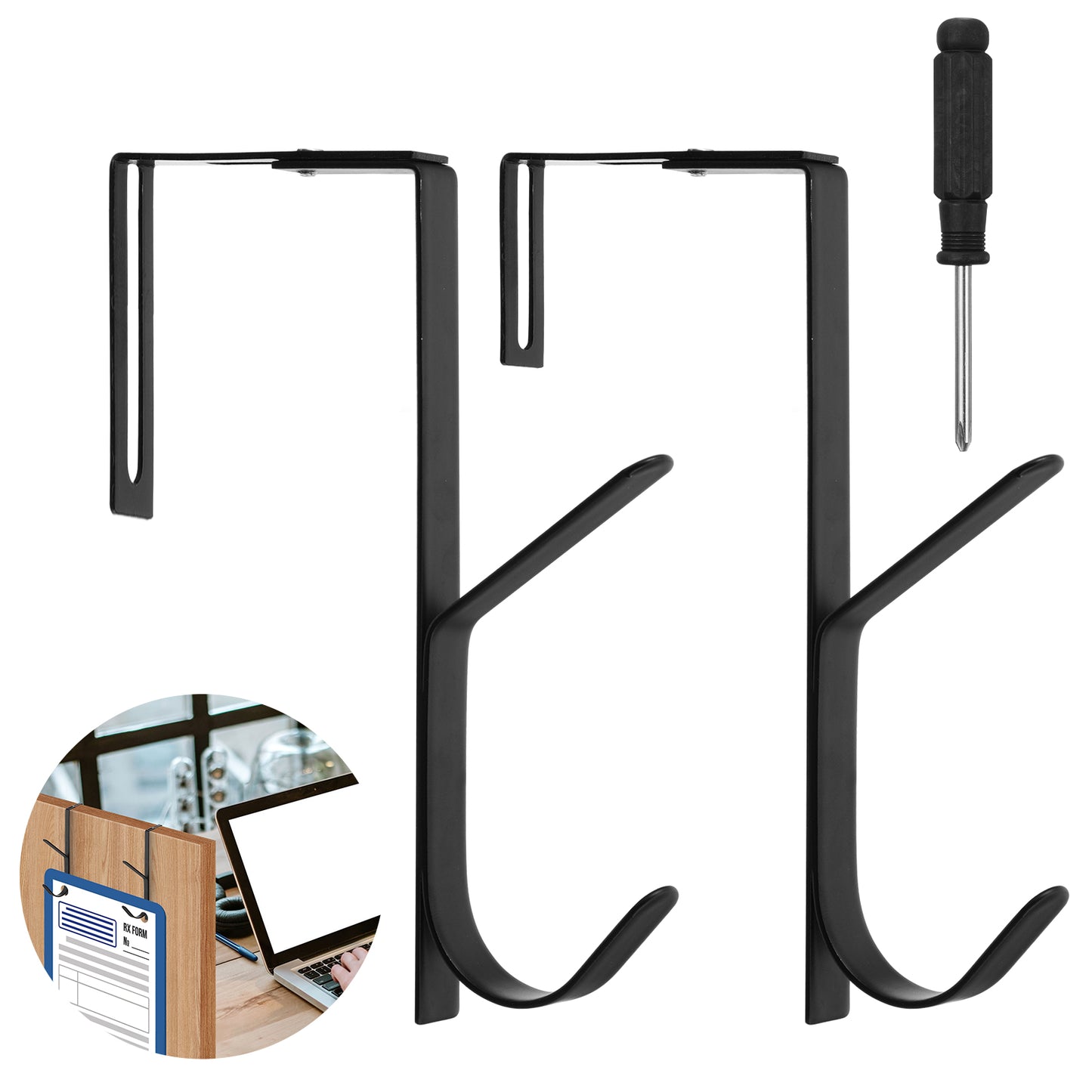 Cubicle Hooks 2 Pack Heavy Duty Dual Cubicle Hook Premium Metal Over The Door Hooks Organizer Hanger for Towels, Clothes, Hats & Bags Use in Bathroom, Bedroom, Kitchen Fit 1 3/8" to 3 1/2" Panels