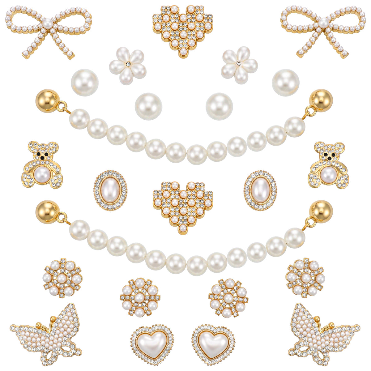 Ymapinc Shoe Charms, 24Pcs Pearl Clog Charm Decorative DIY Footwear Jewelry