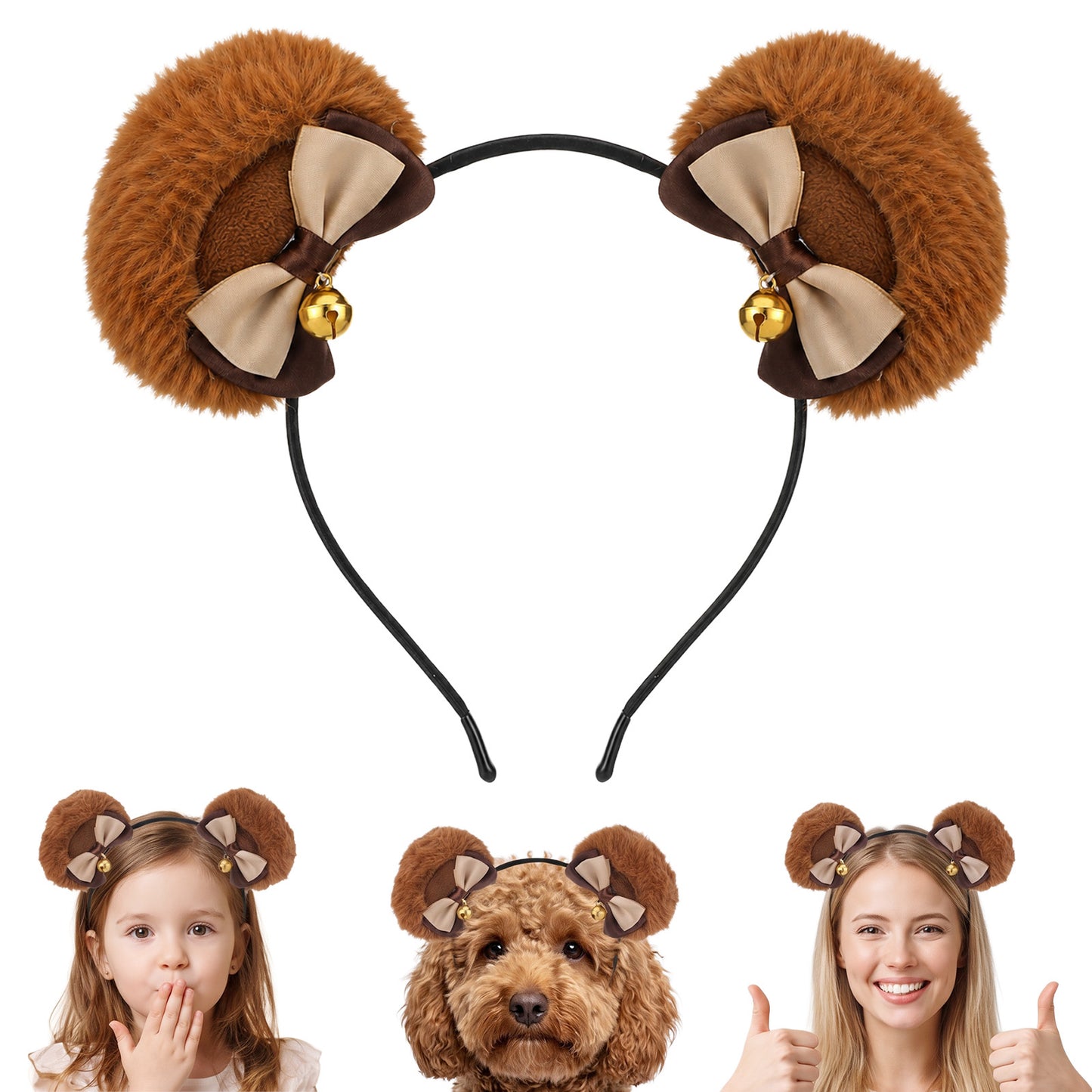 Ouligay Bear Ears Headband Brown Bear Ear Halloween Animal Chipmunk Ears