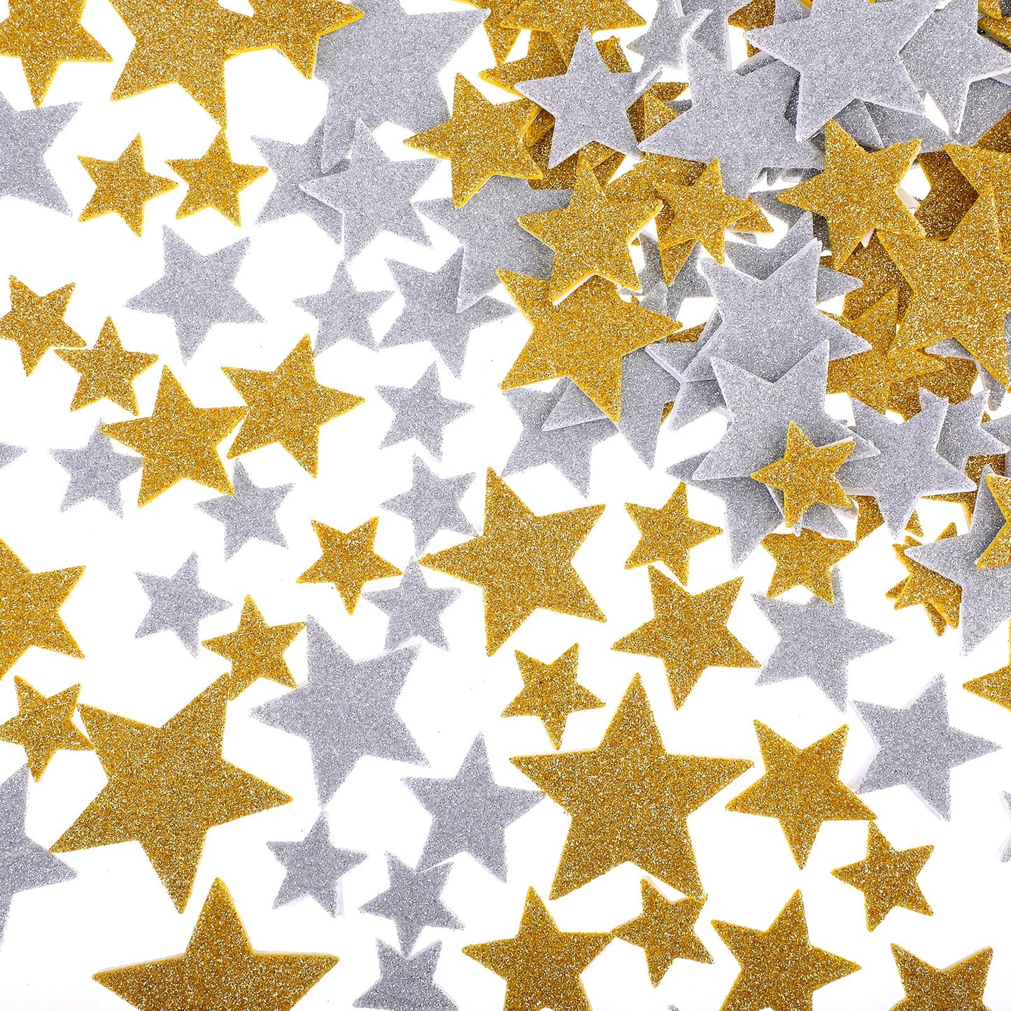 Ouligay 200pcs Star Foam Stickers Gold Silver Star Stickers Glitter Foam Star Stickers Self Adhesive Christmas Star Stickers Mini Teacher Reward Stickers Scrapbook Stars for Crafts DIY Art