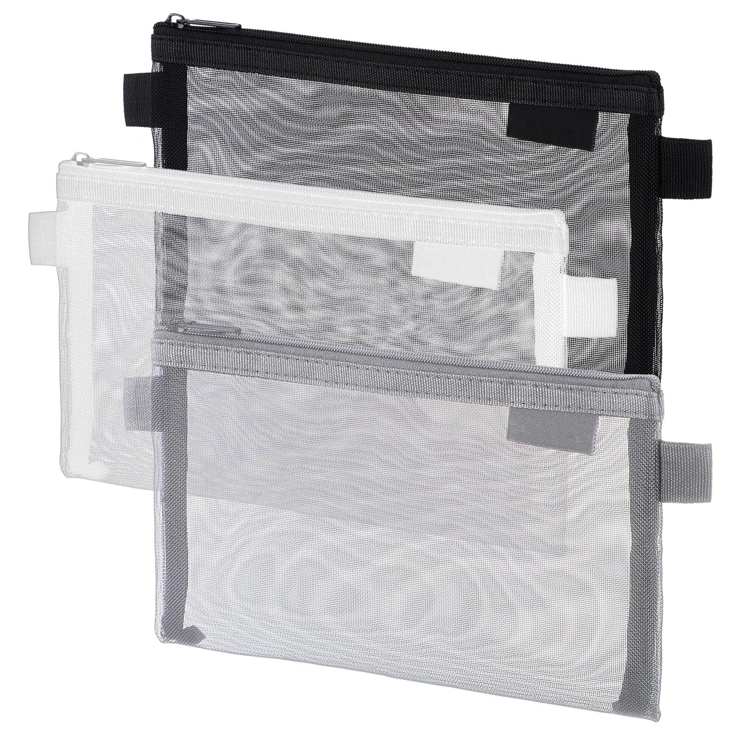3Pcs Zipper Mesh Pencil Case Clear Exam Pencil Pouch Nylon Mesh Zipper Pen Storage Pouch Makeup Bag for Women Portable Office School Stationery Storage Pouch for Office College School Supplies