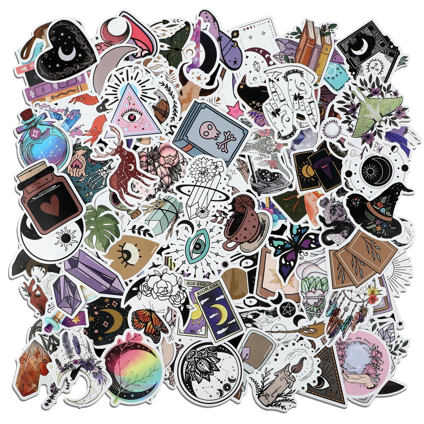 Ouligay 100PCS Witchy Stickers Boho Stickers Gothic Stickers Vinyl Waterproof Decorations Stickers Aesthetic Stickers Cool Magic Potions Sticker for Phone Laptop Water Bottle