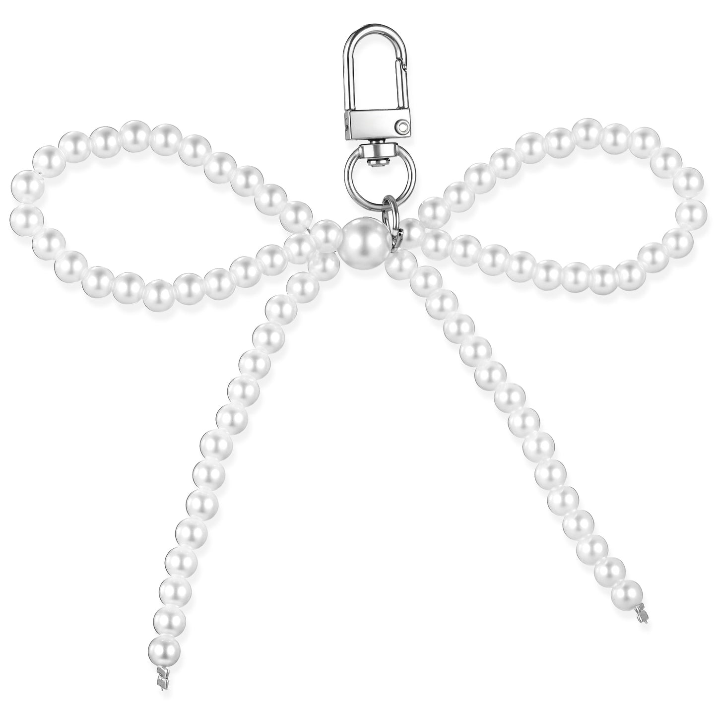 Bremorou Elegant Pearl Bow Bag Charm Keychain Cute White Bow Keychain Aesthetics Y2k Bowknot Keyring Sweet Bag Car Keys Charms Accessories for Backpack Women White Wedding Birthday Festival Gifts
